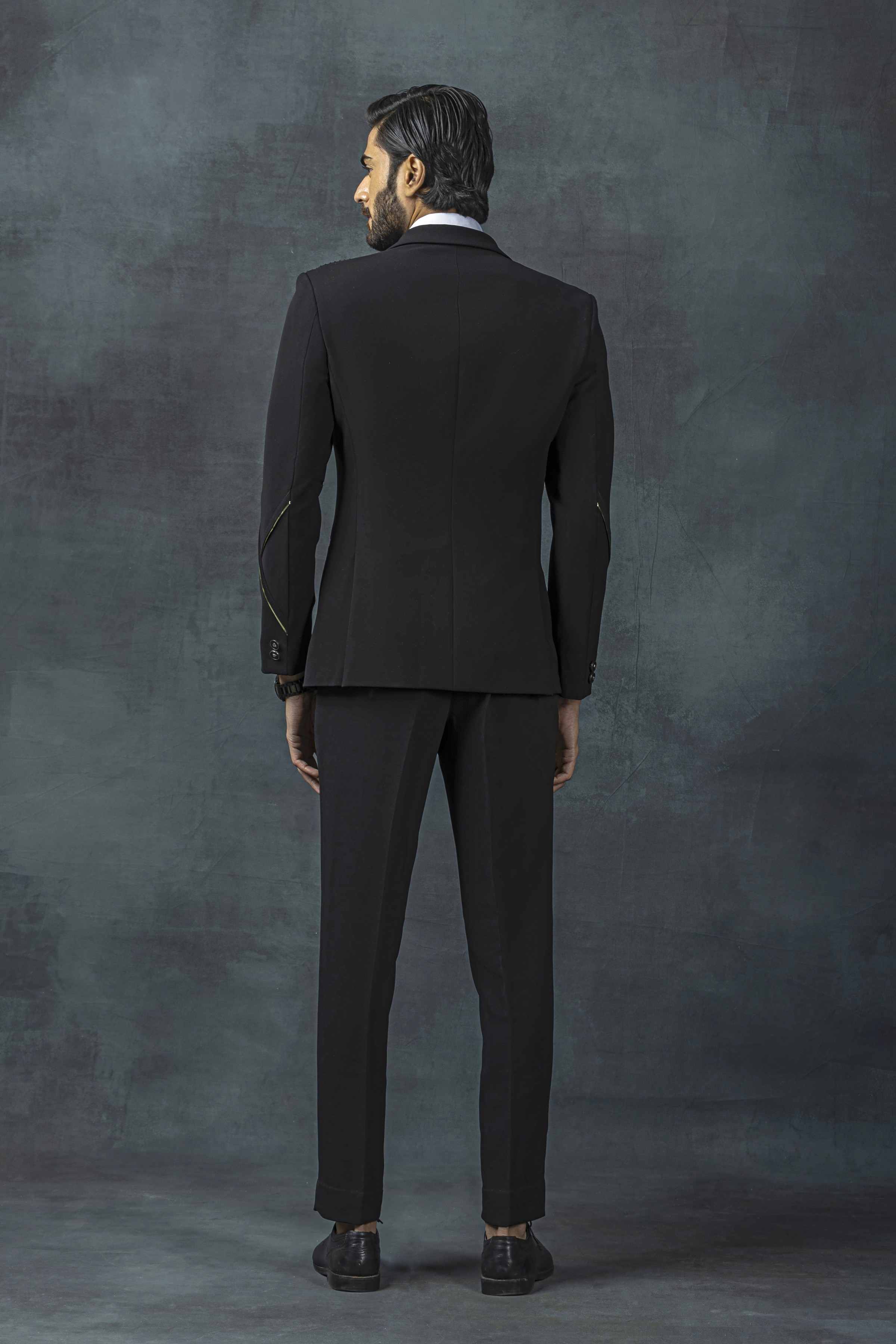 Black Tuxedo With Golden Reel Detailing