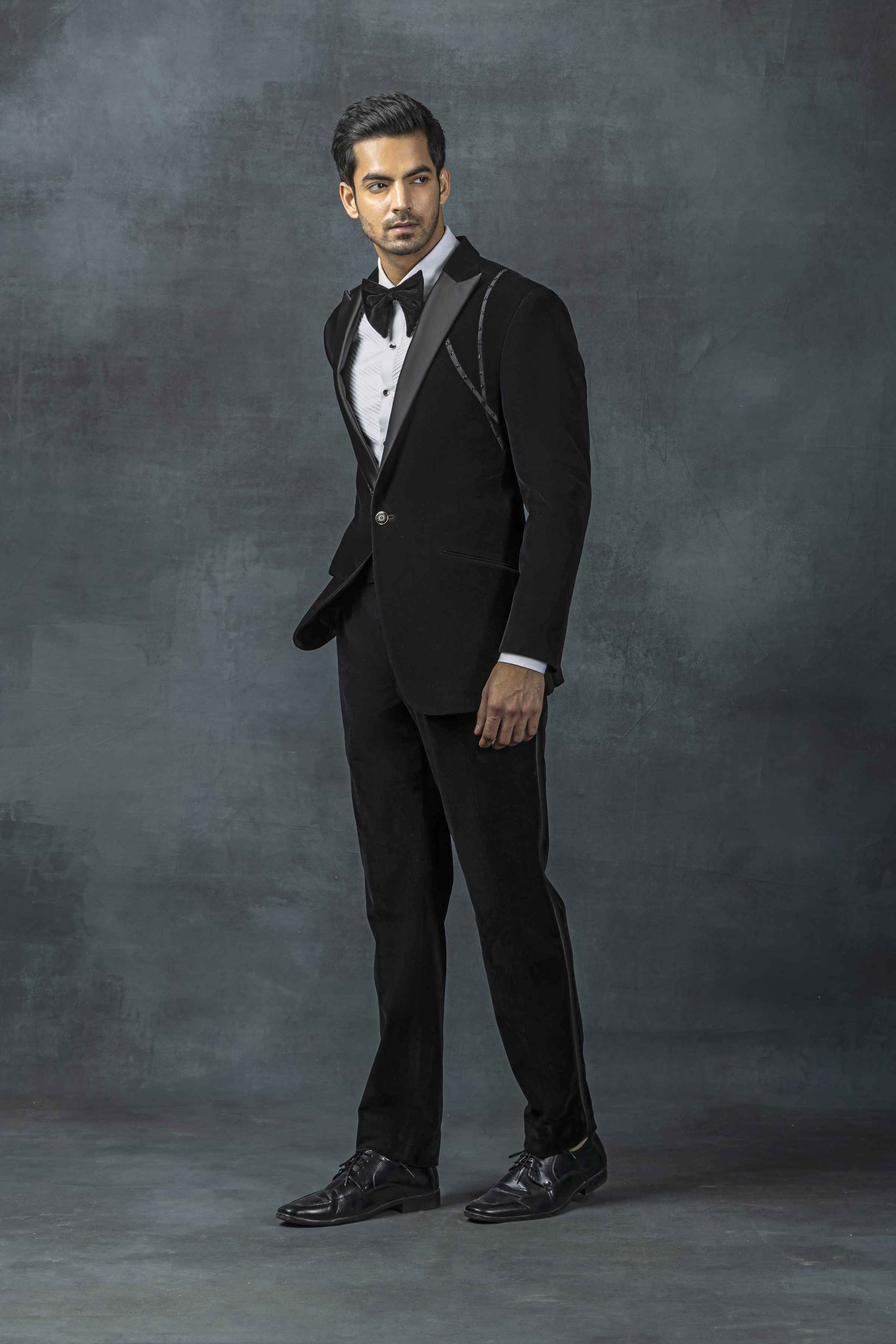 Velvet Tuxedo With Black Satin Stripe