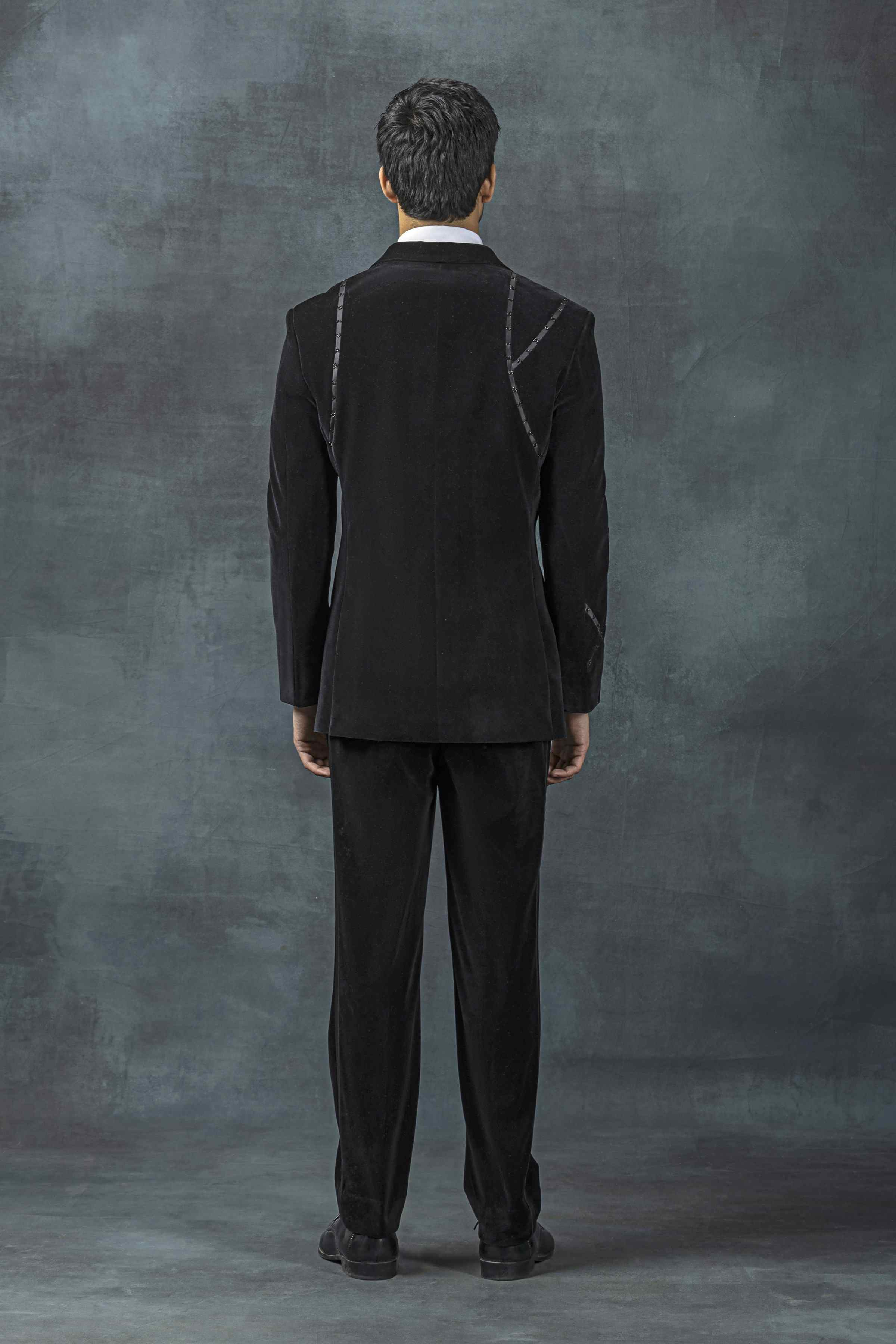 Velvet Tuxedo With Black Satin Stripe