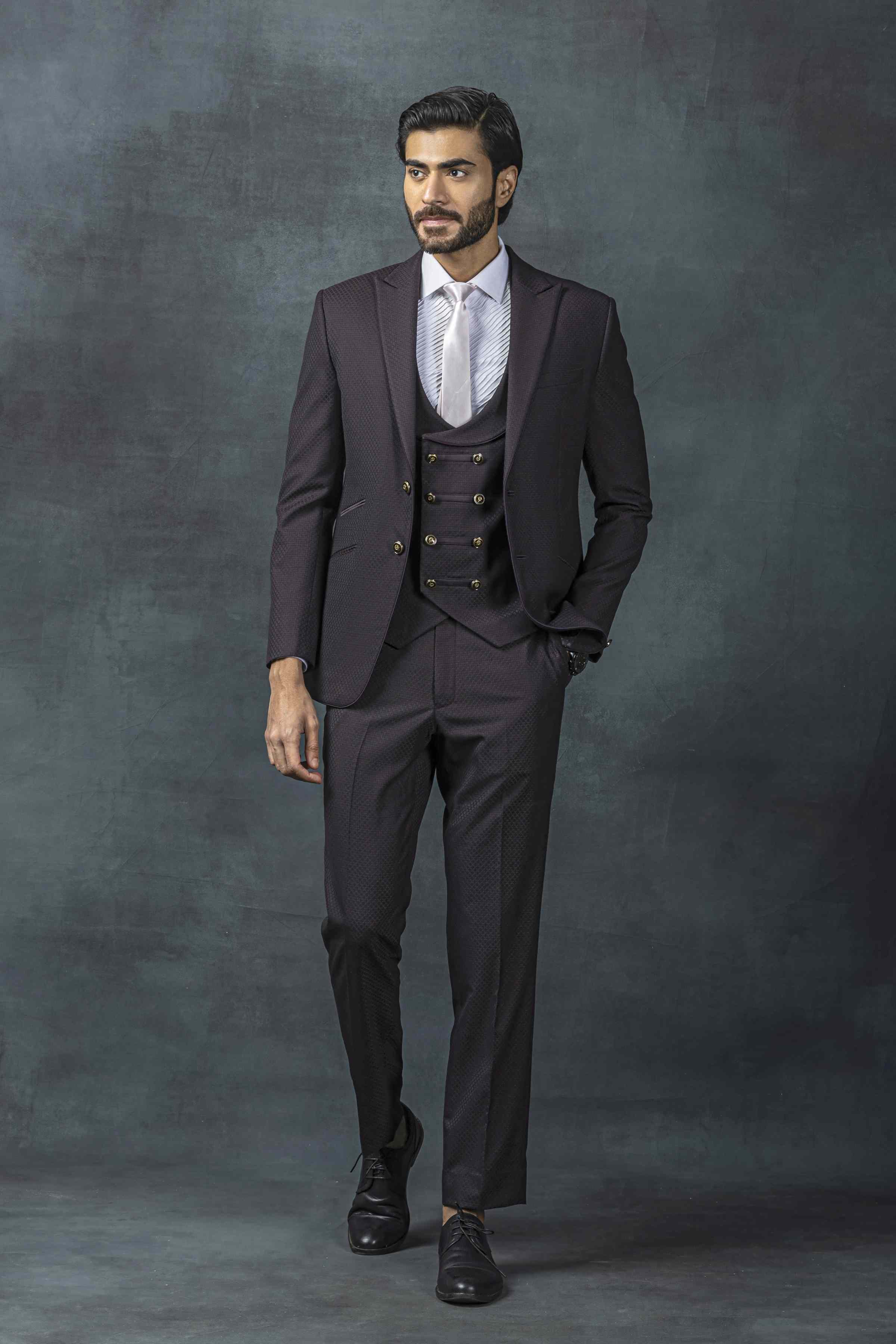 Wine Double Breasted Suit