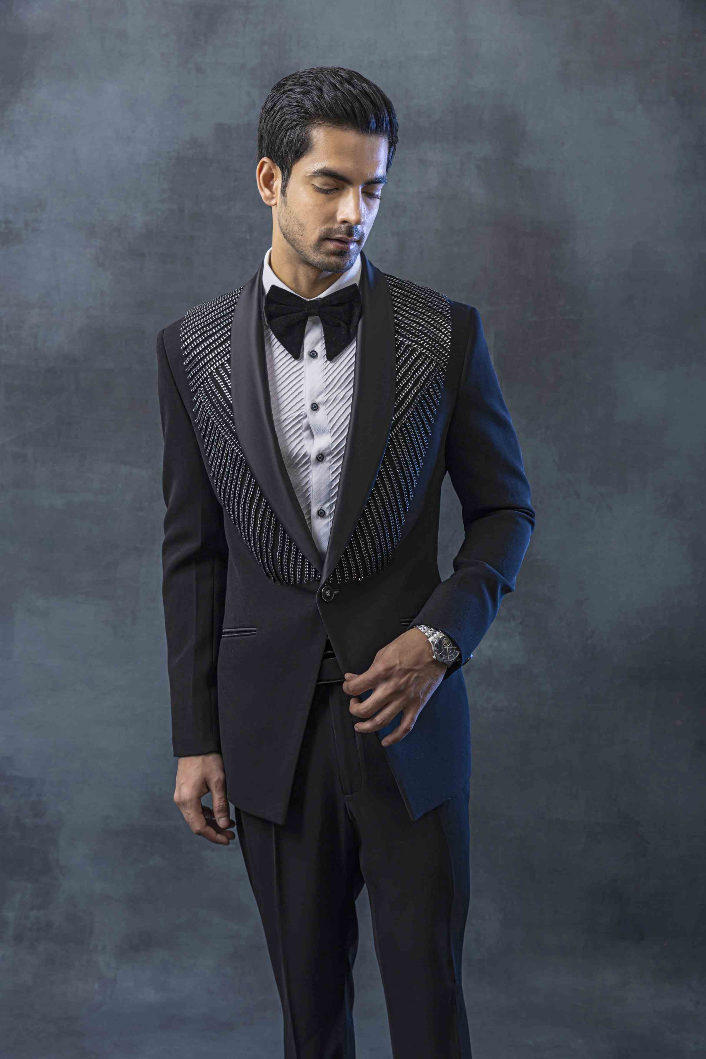 Black Tuxedo With Chain Embellishment