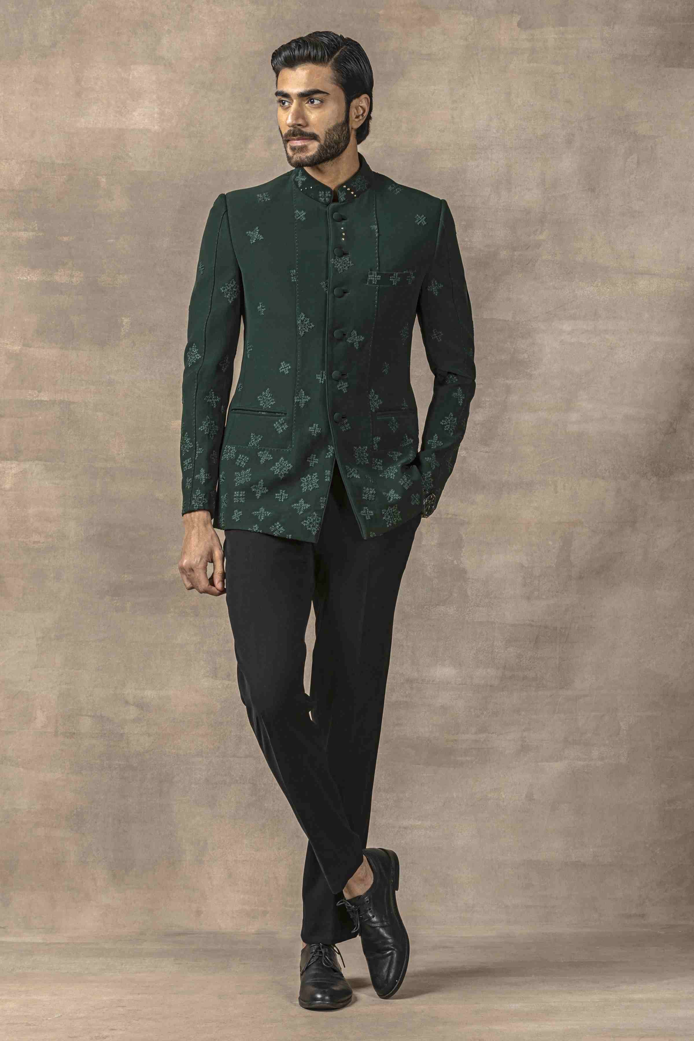 Dark Green Bandhgala Set