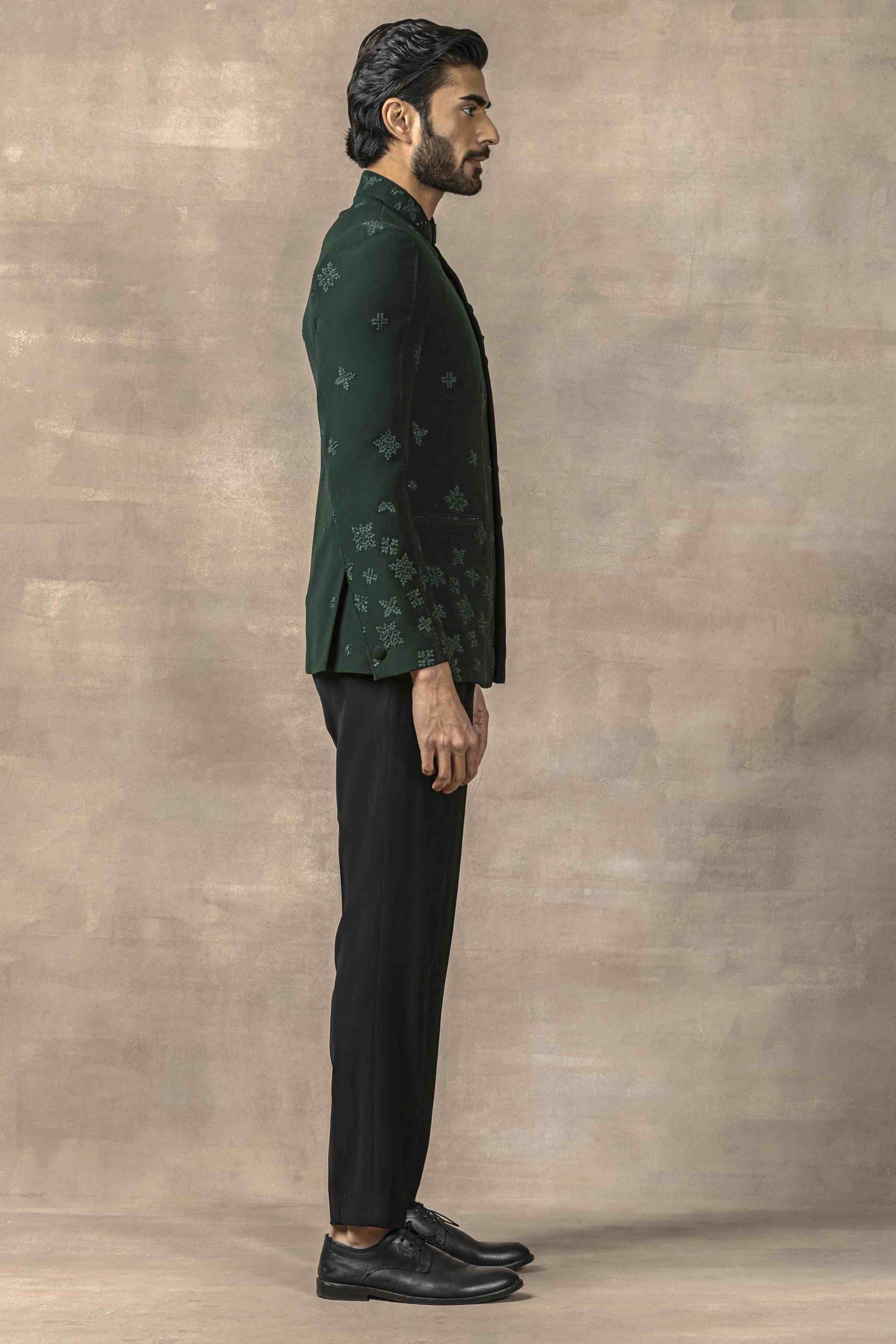 Dark Green Bandhgala Set