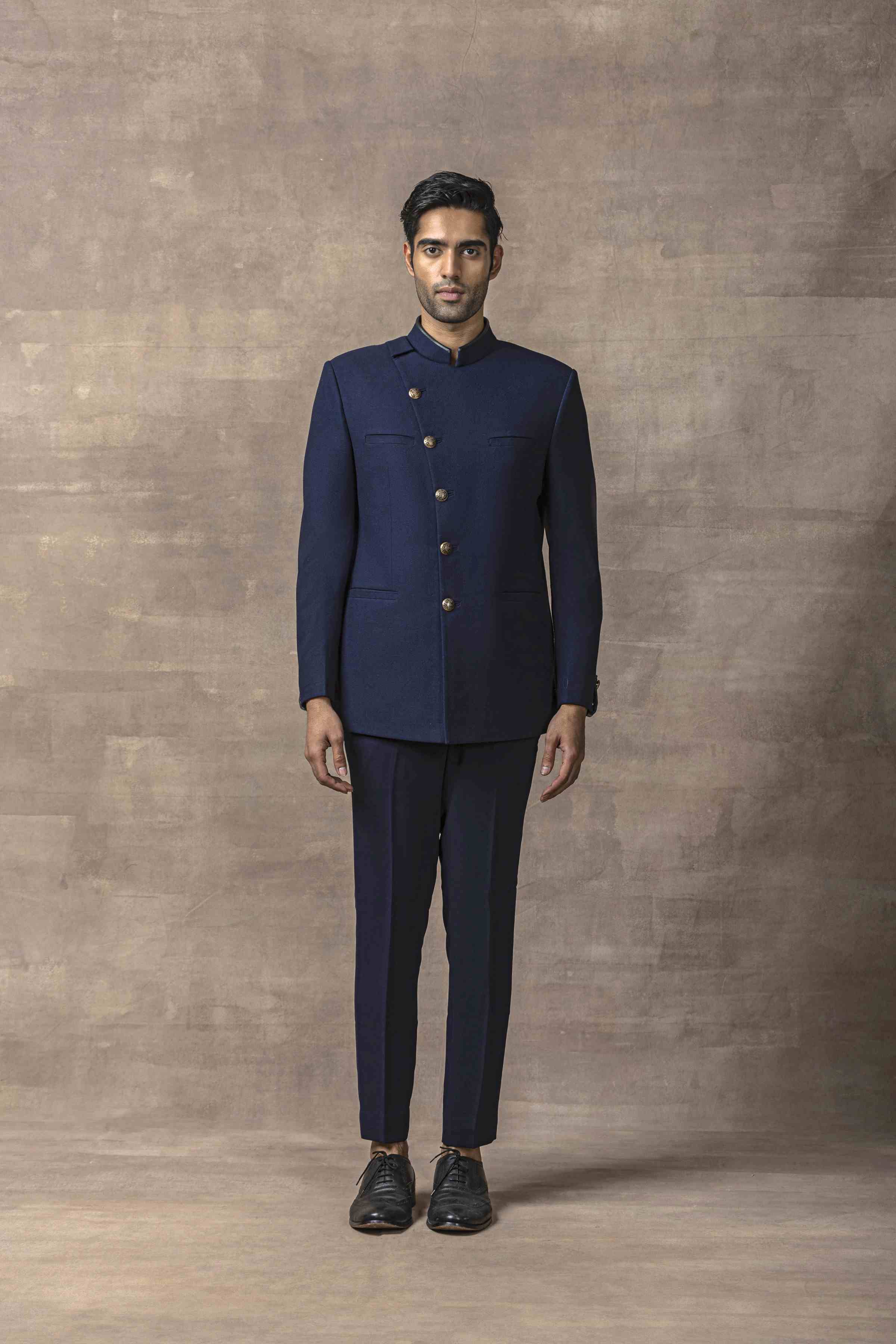 Navy Angarakha Style Bandhgala Set