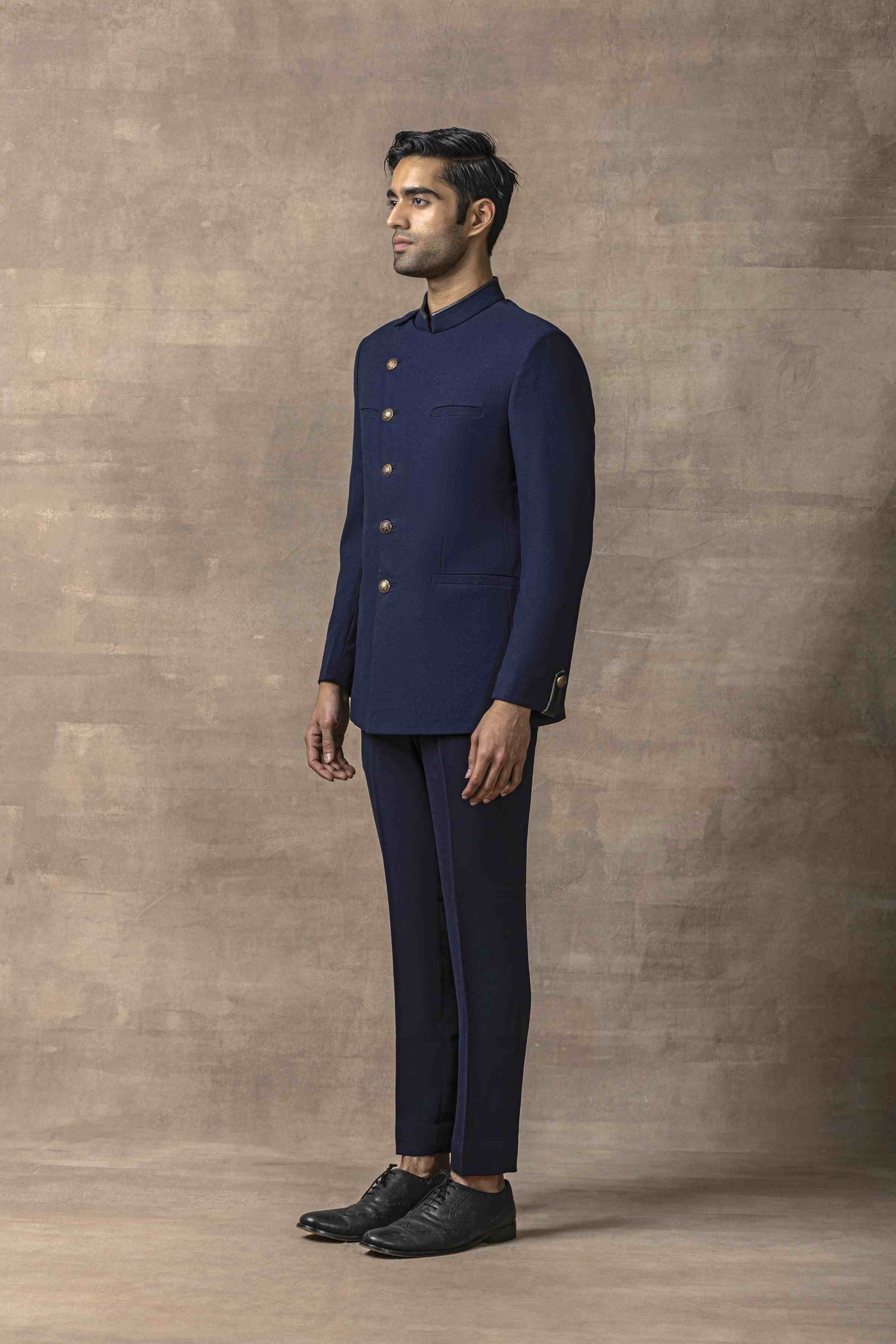 Navy Angarakha Style Bandhgala Set