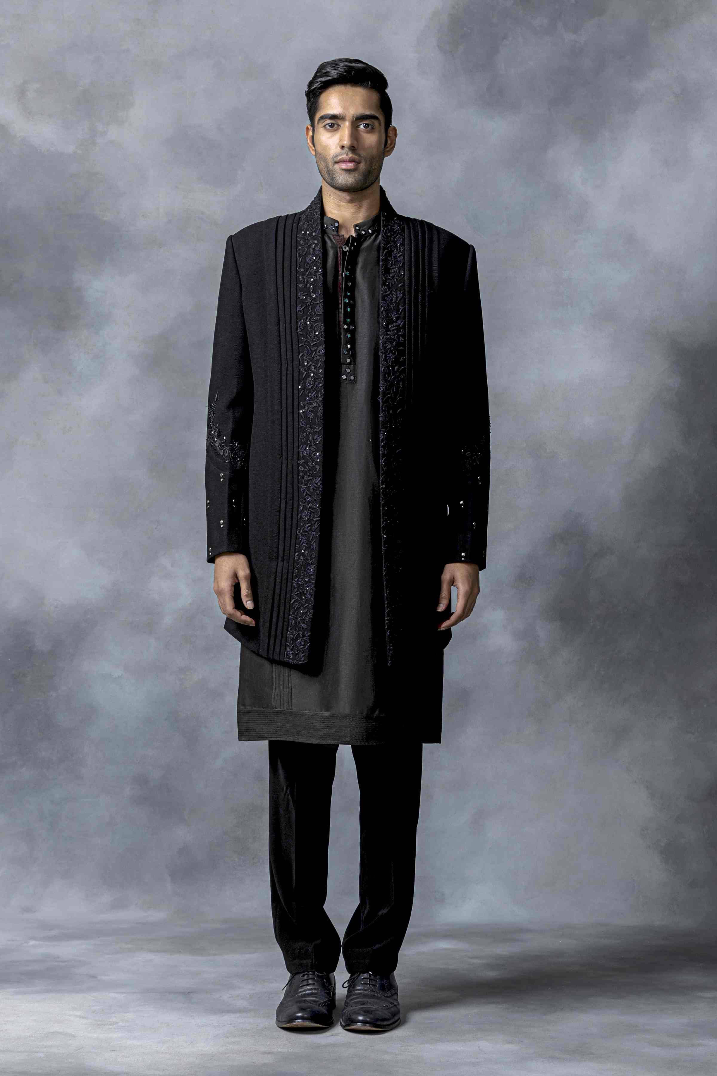 Black Open Indo-Western Set