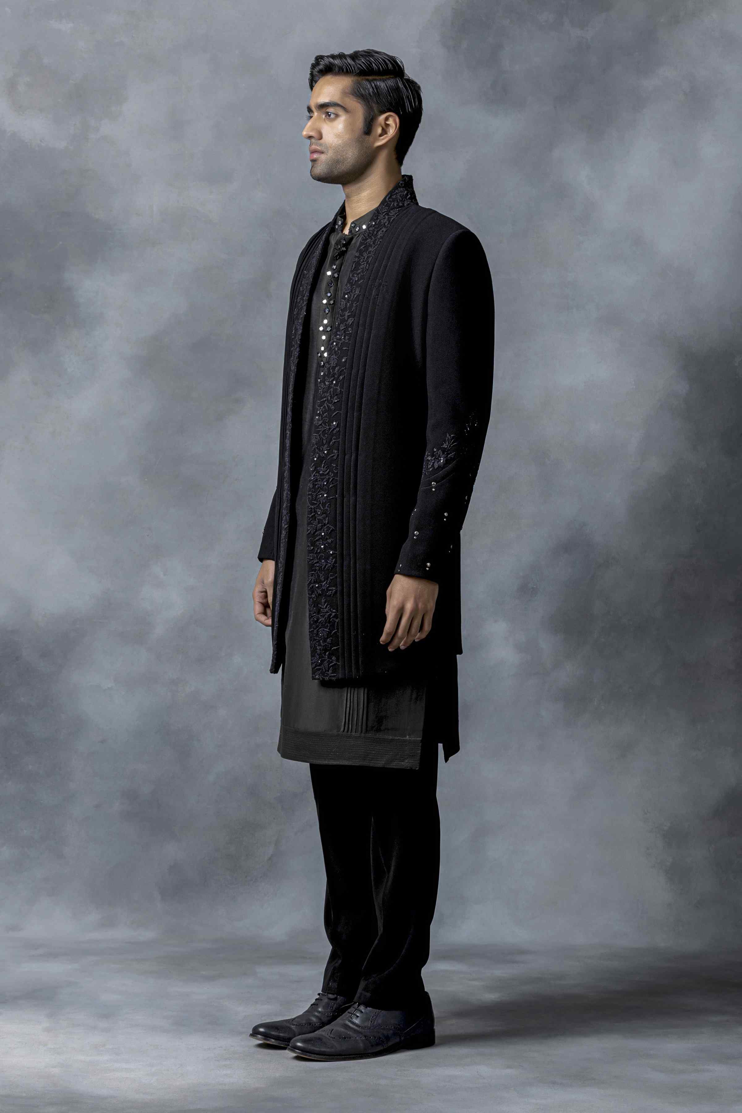 Black Open Indo-Western Set