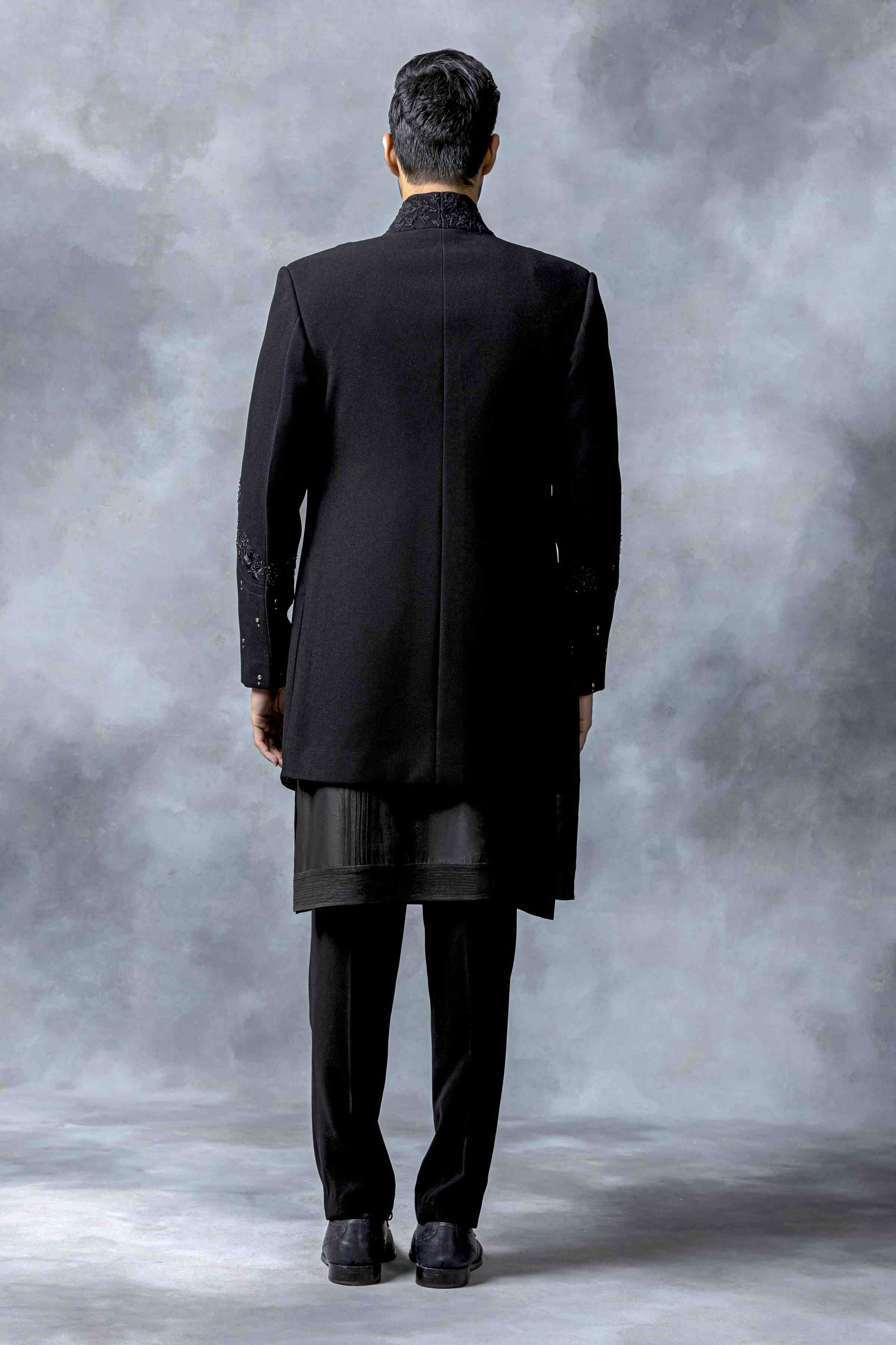 Black Open Indo-Western Set