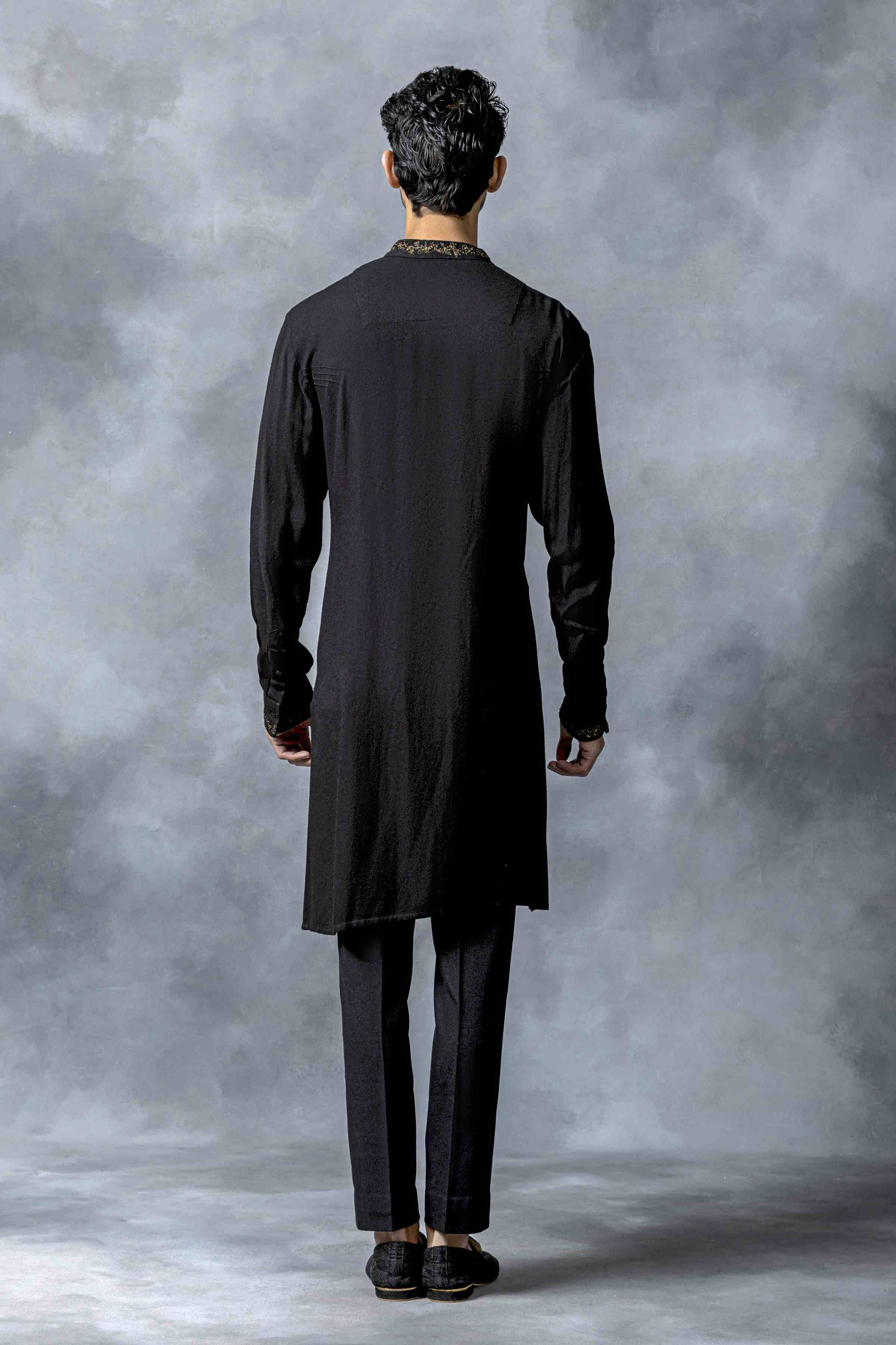 Black Bandhgala With Pintuck Panels