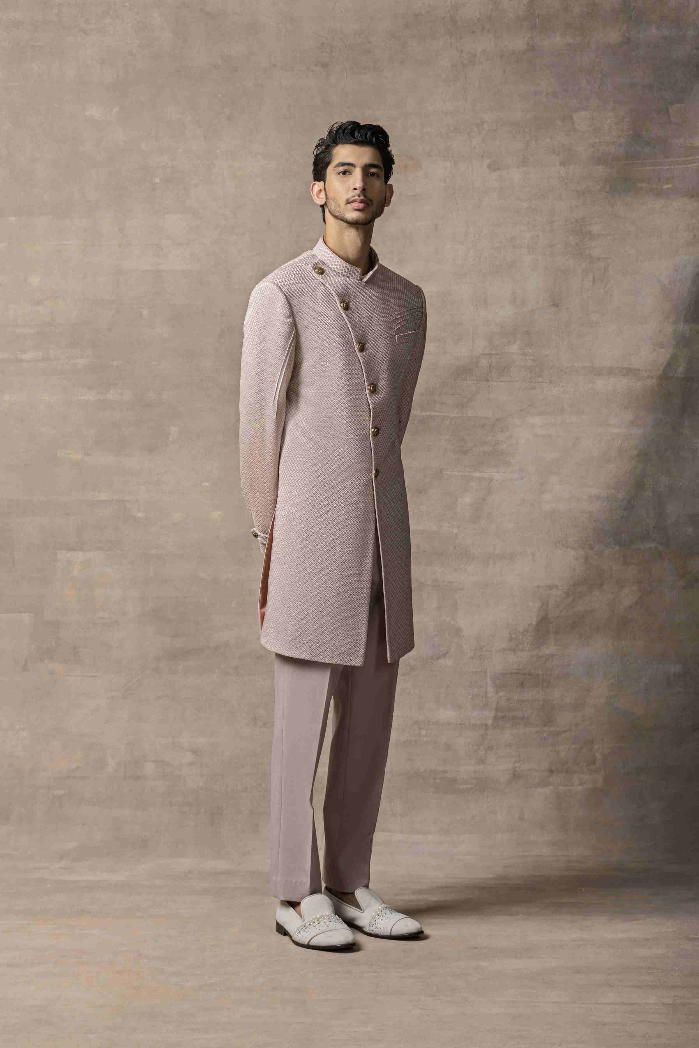 Dusty Rose Slant Cut Indo-Western