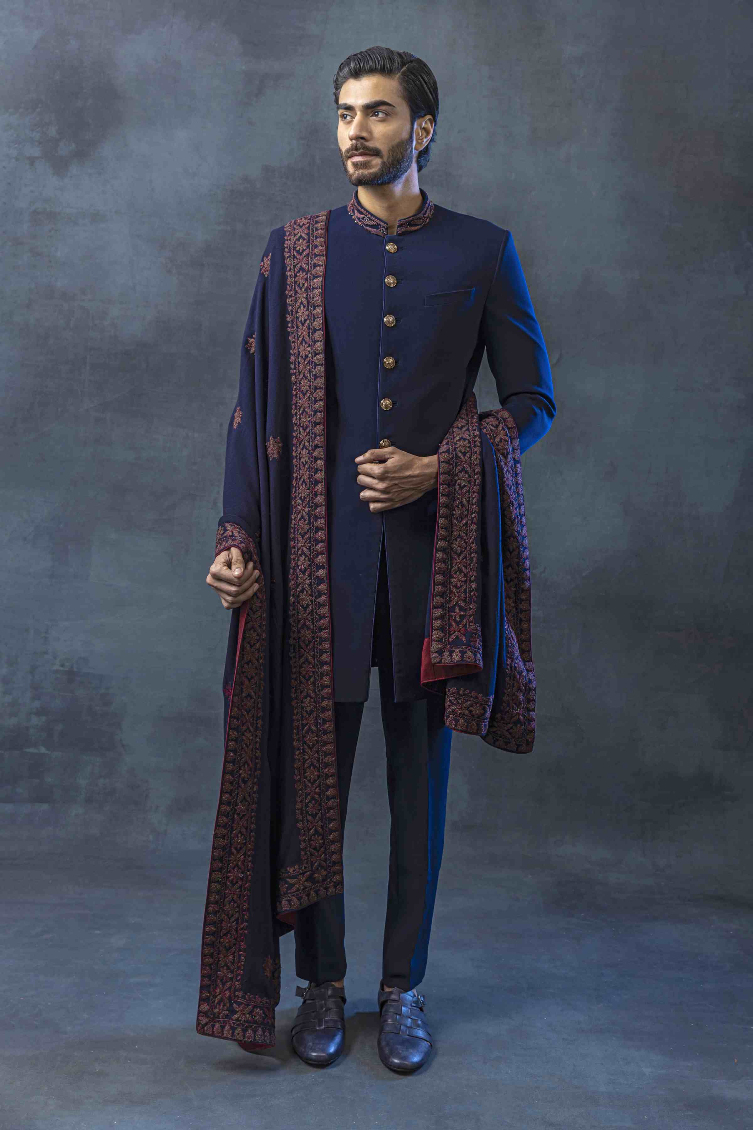 Navy Indowestern Sherwani Set