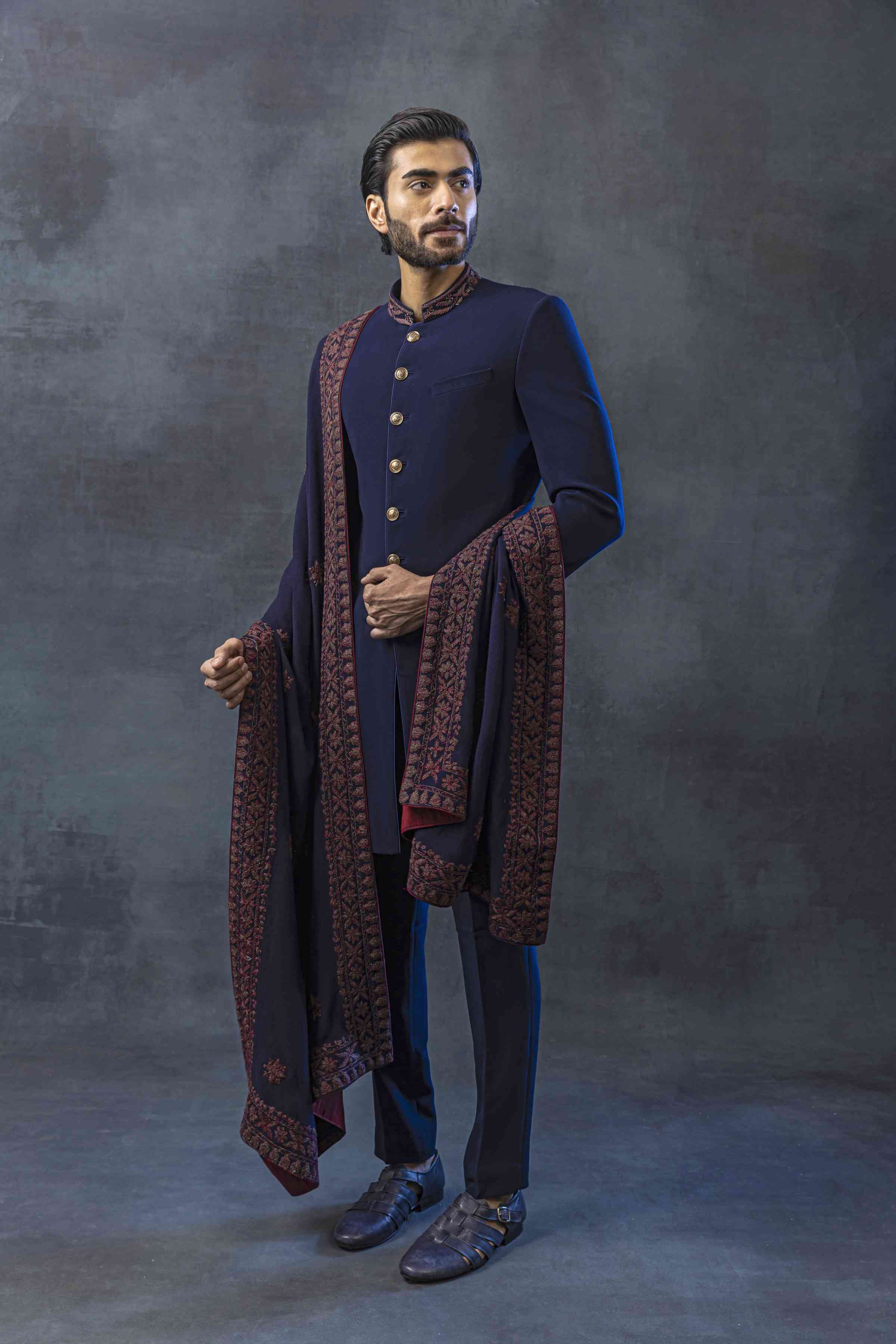 Navy Indowestern Sherwani Set
