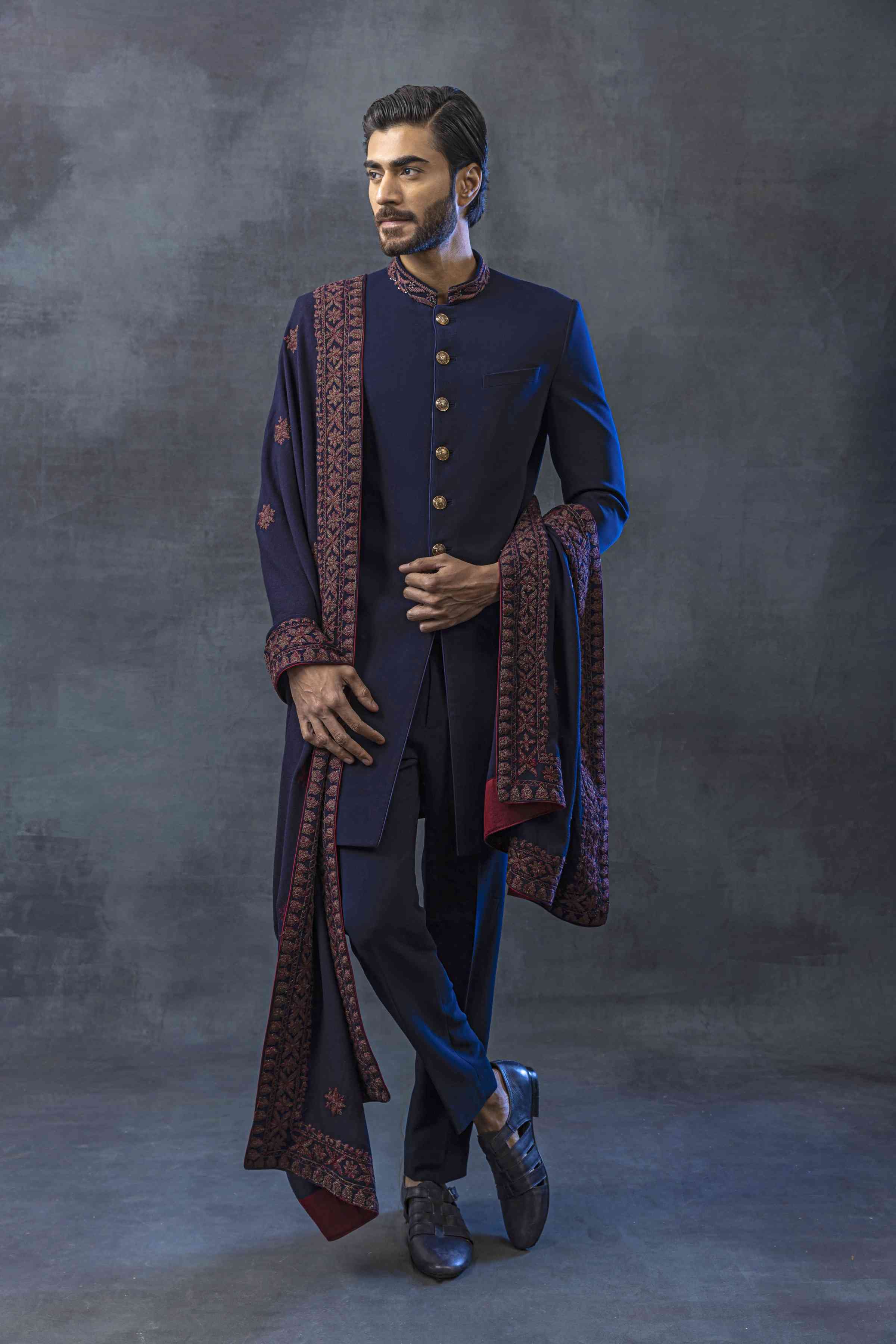Navy Indowestern Sherwani Set