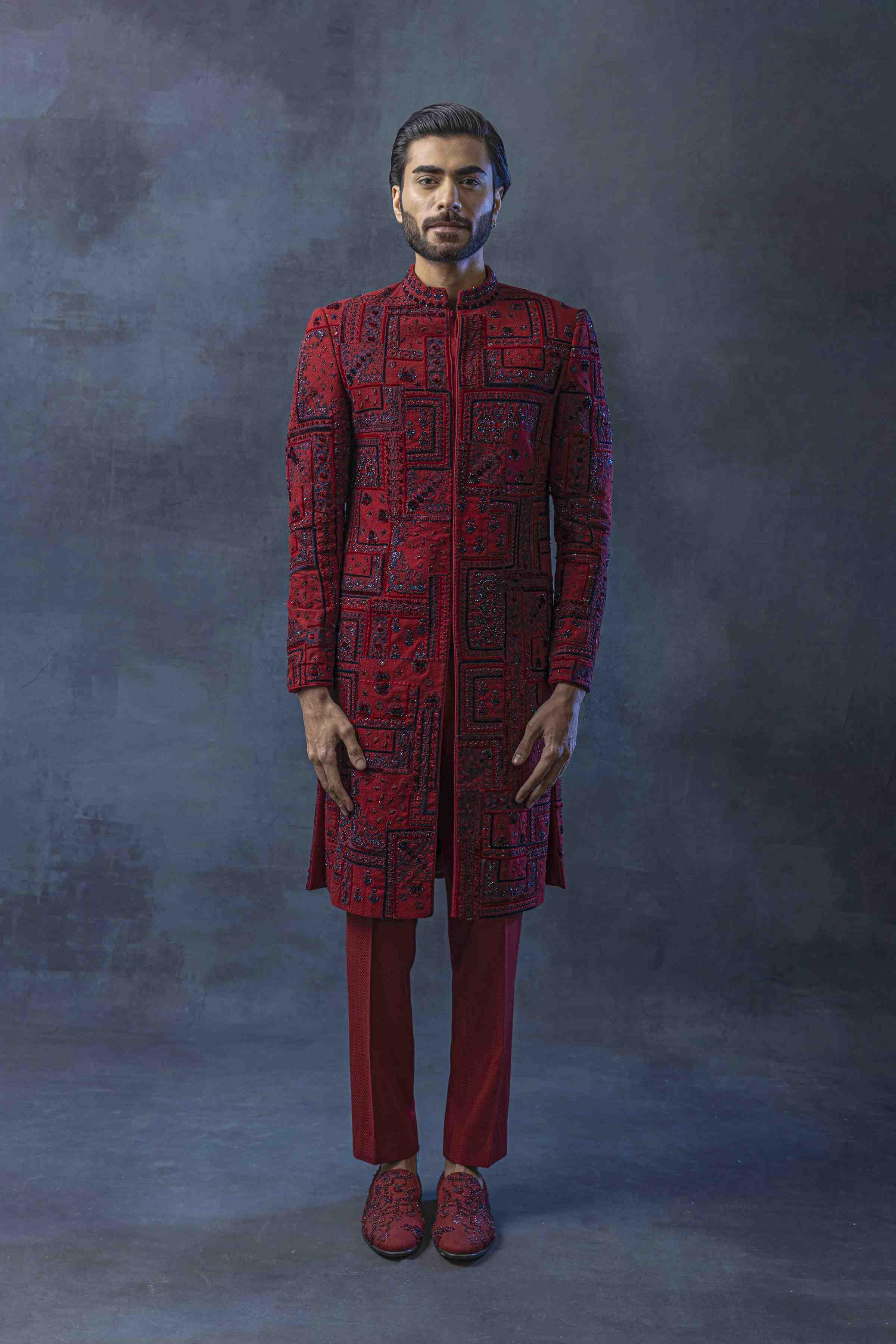 Oxblood Red Sherwani