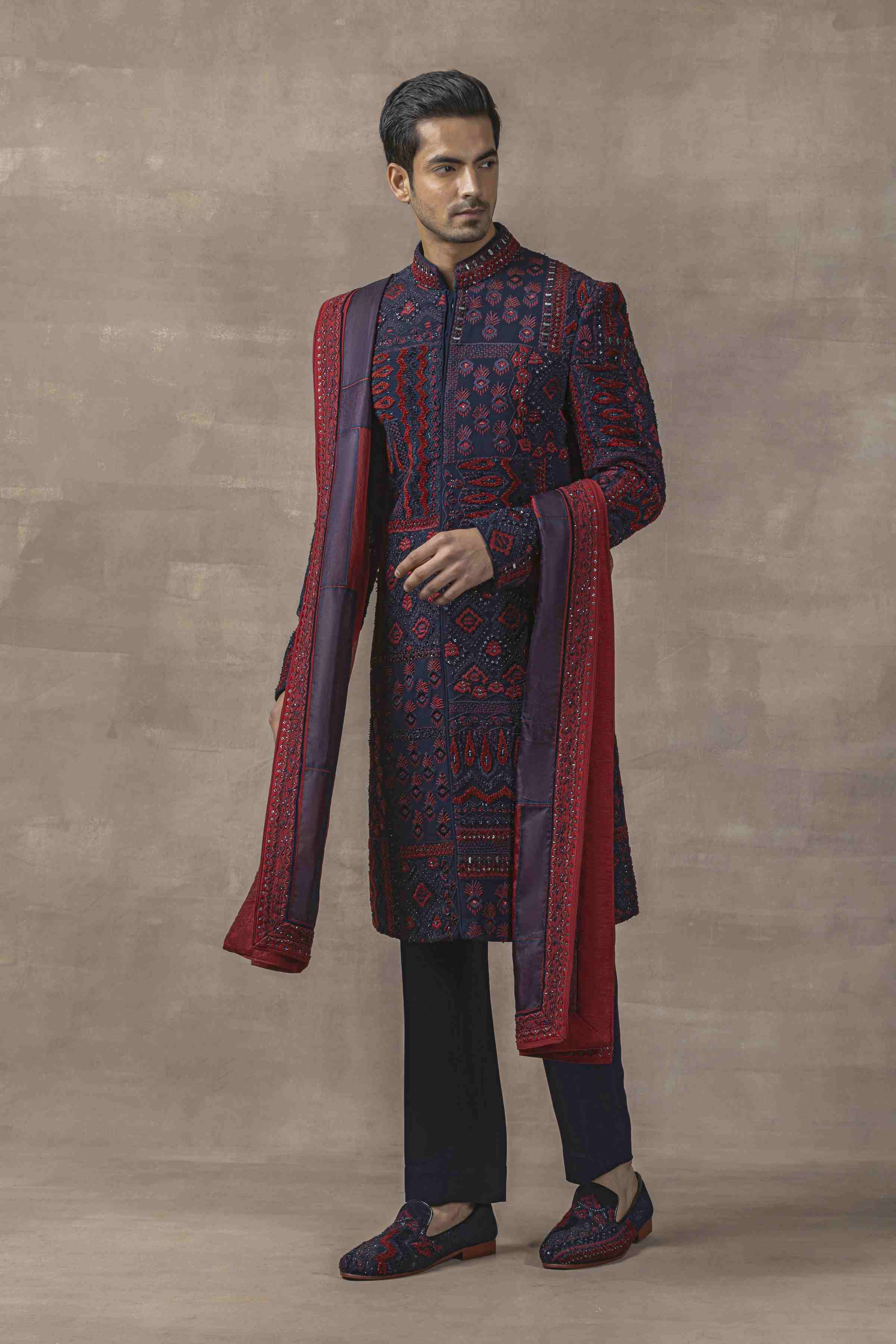 Navy Thread Work Sherwani