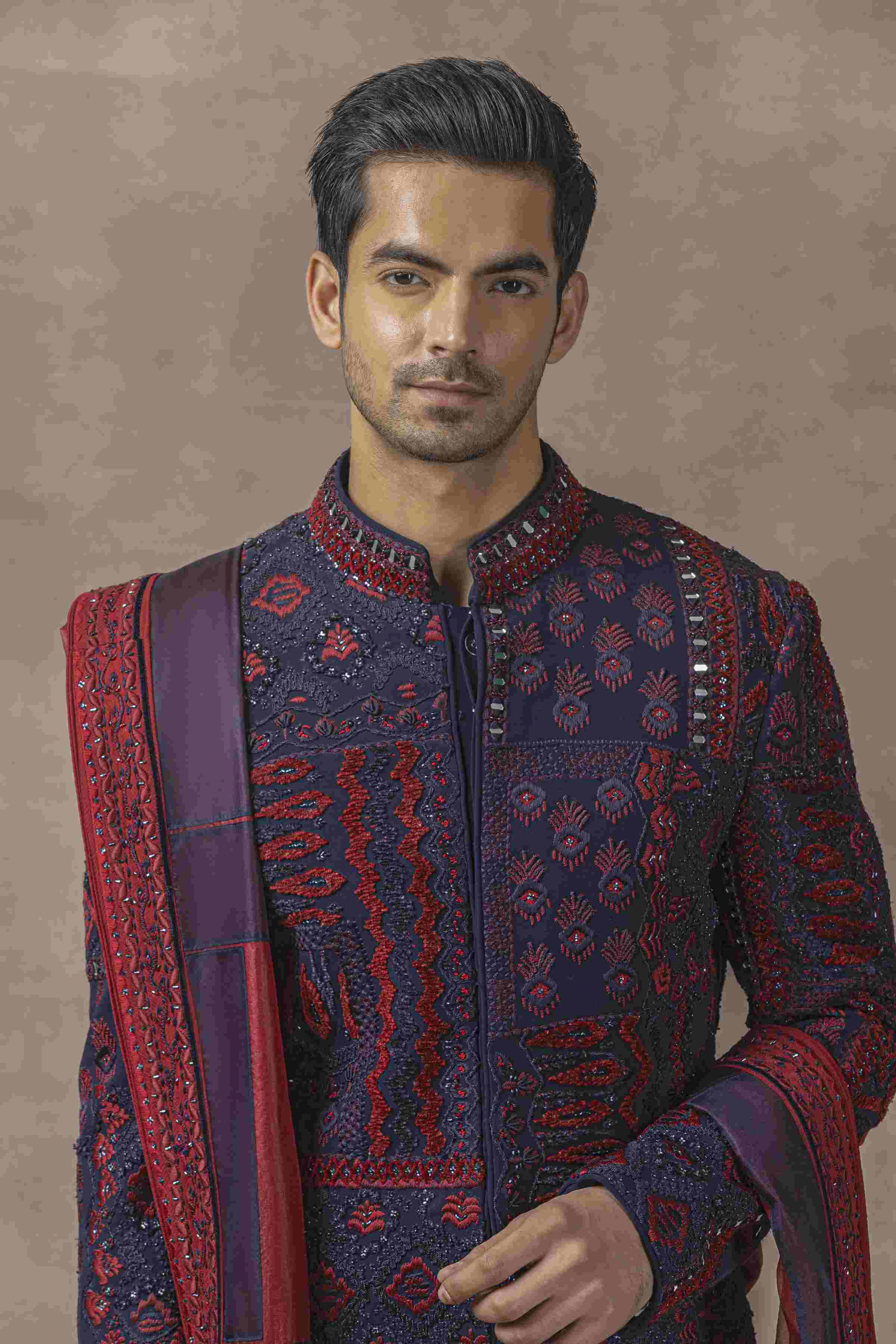 Navy Thread Work Sherwani
