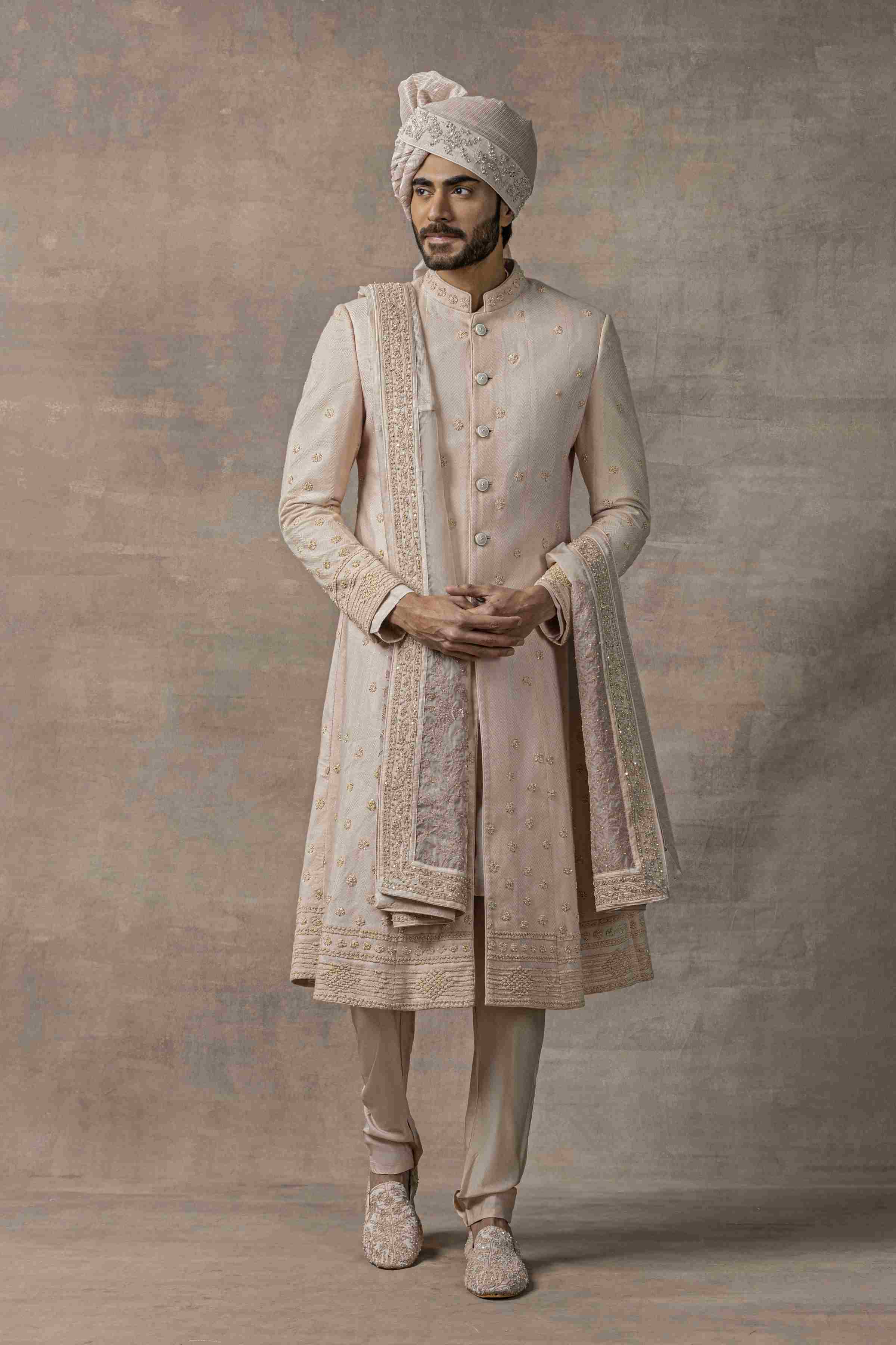 Dusty Rose Anarkali Panel Sherwani