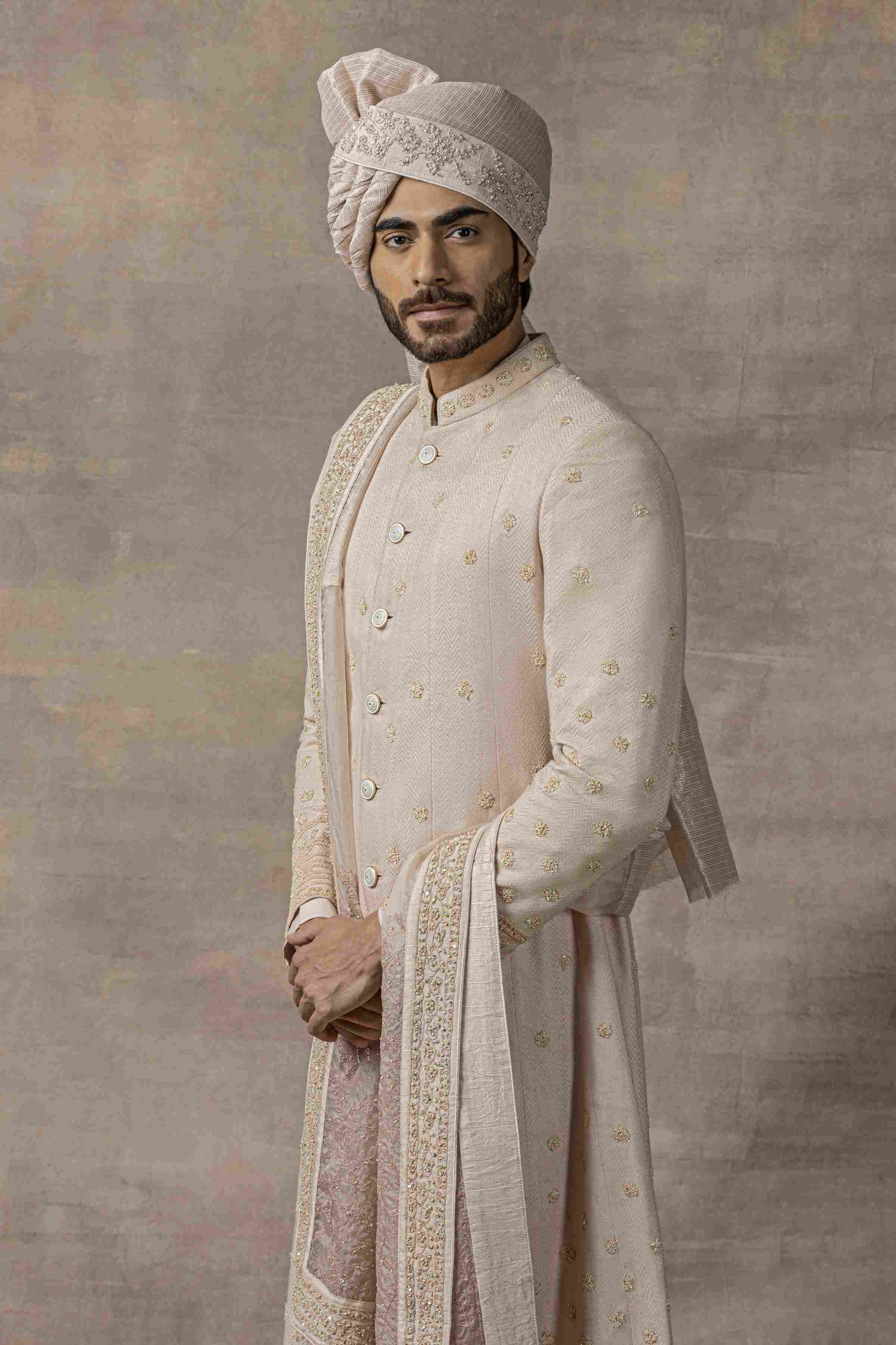 Dusty Rose Anarkali Panel Sherwani