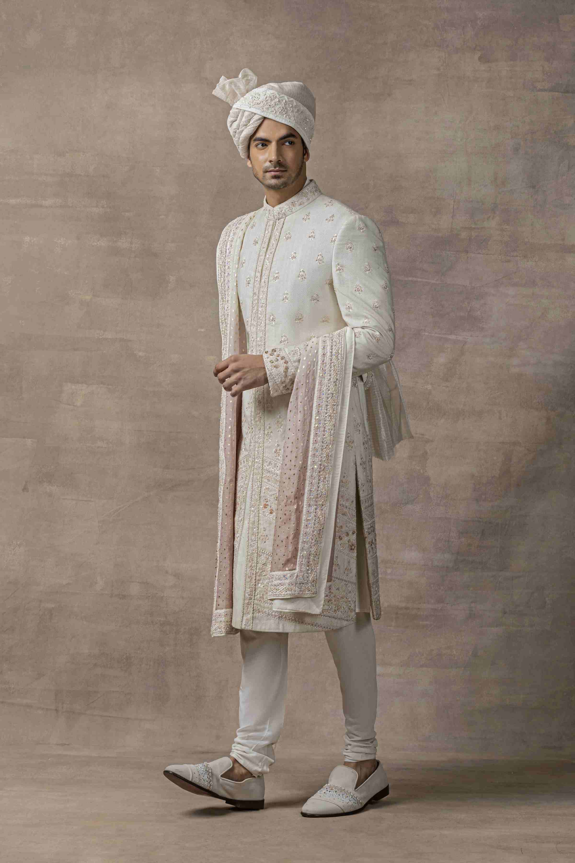 Ivory Thread Work Sherwani