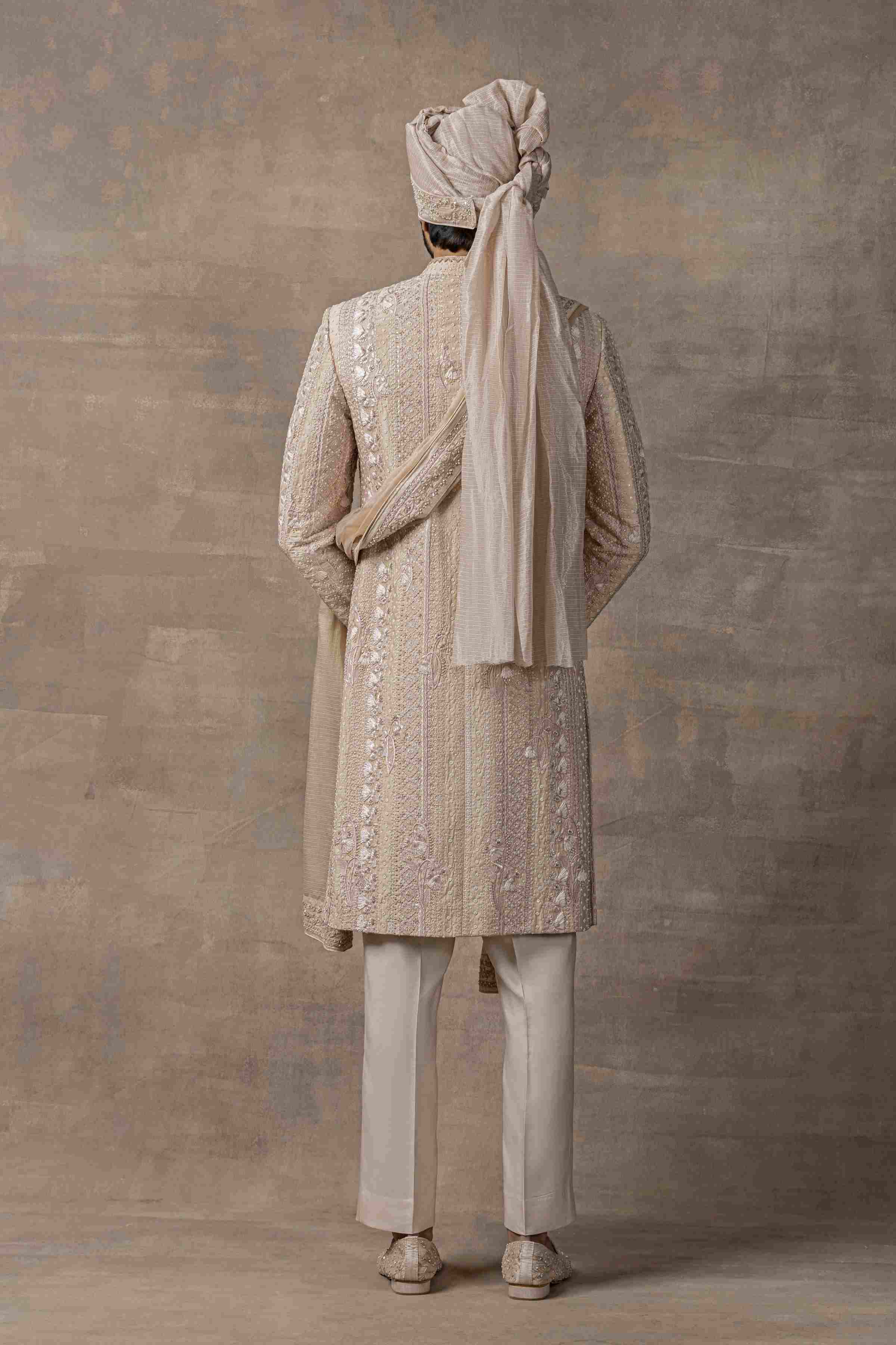 Dusty Rose Sherwani With Thread Work