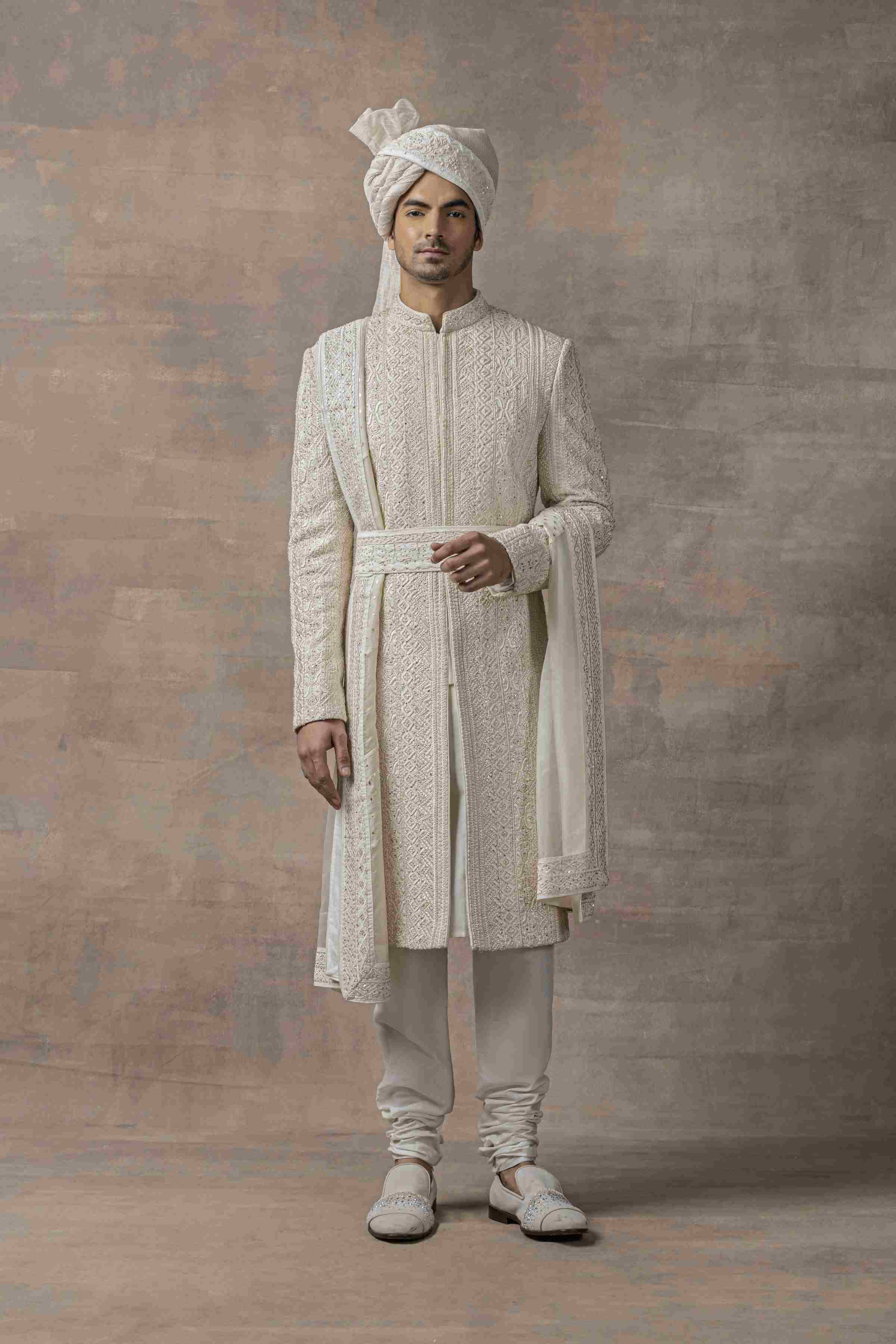 Ivory Organza Sherwani