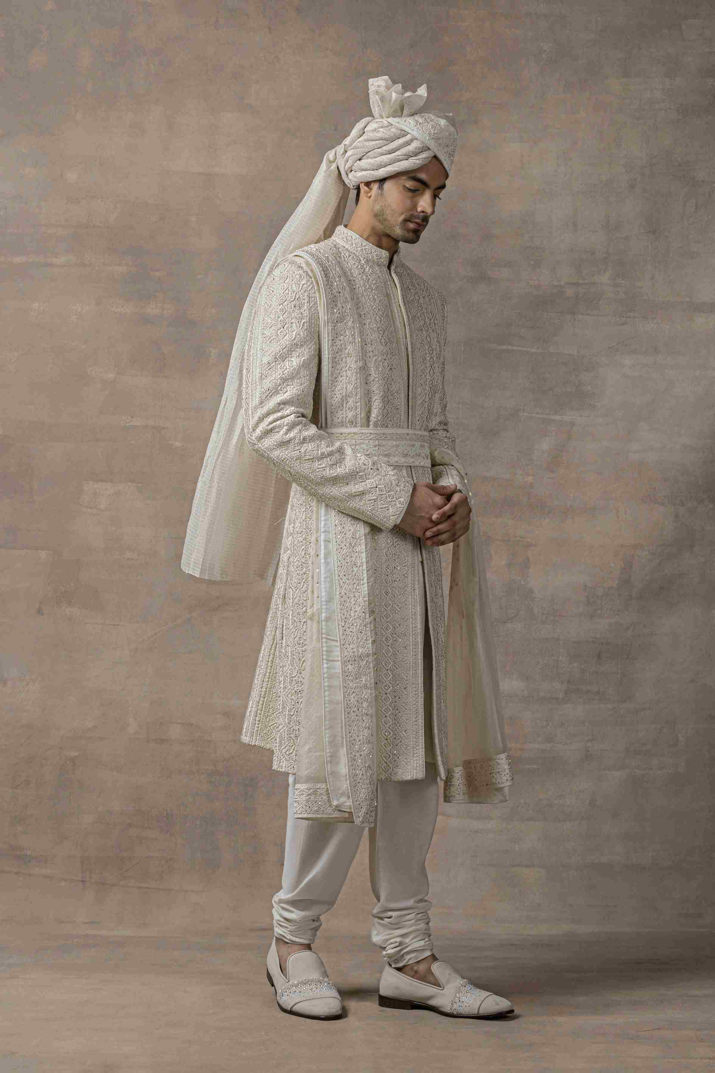 Ivory Organza Sherwani