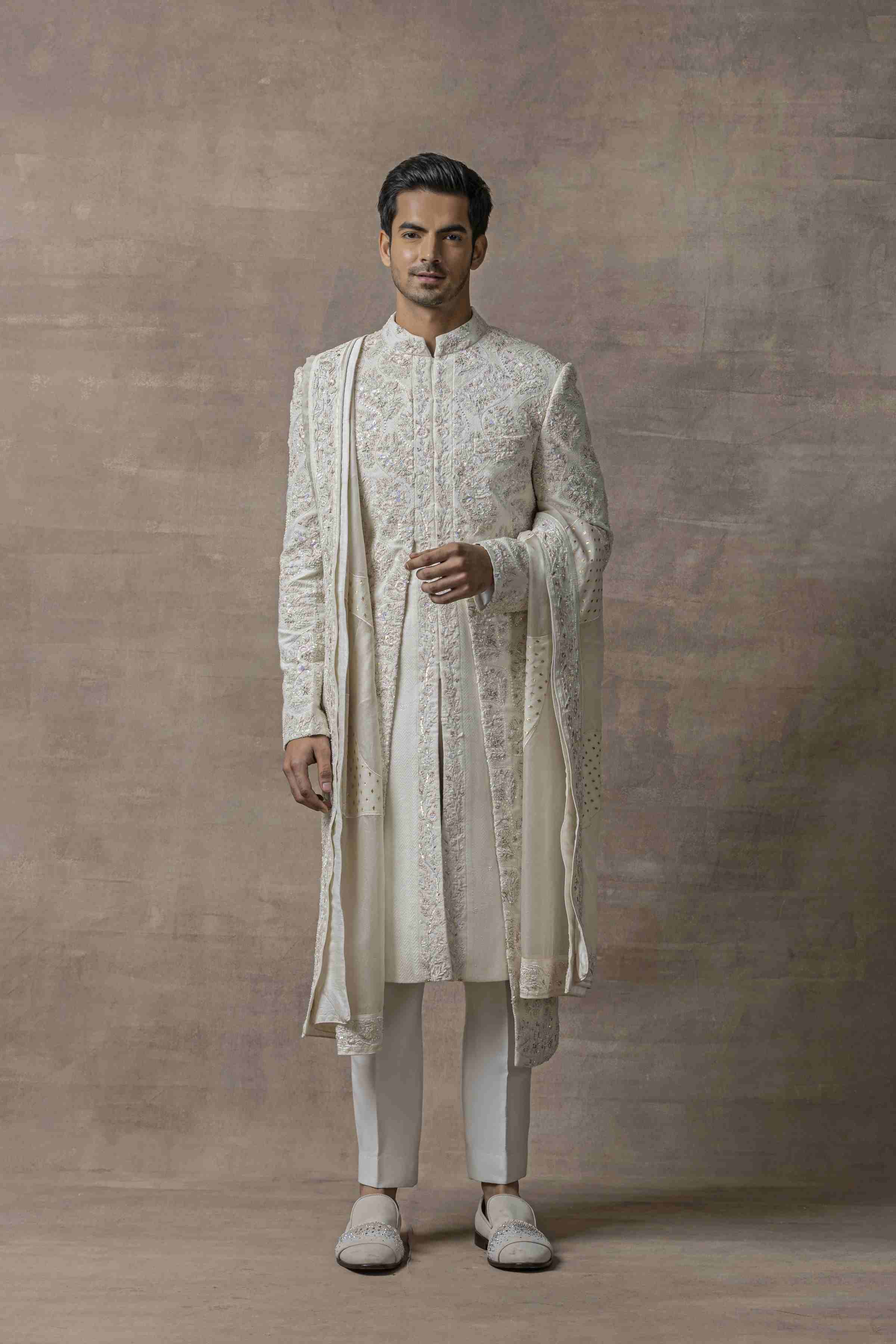 Ivory Front Open Style Sherwani
