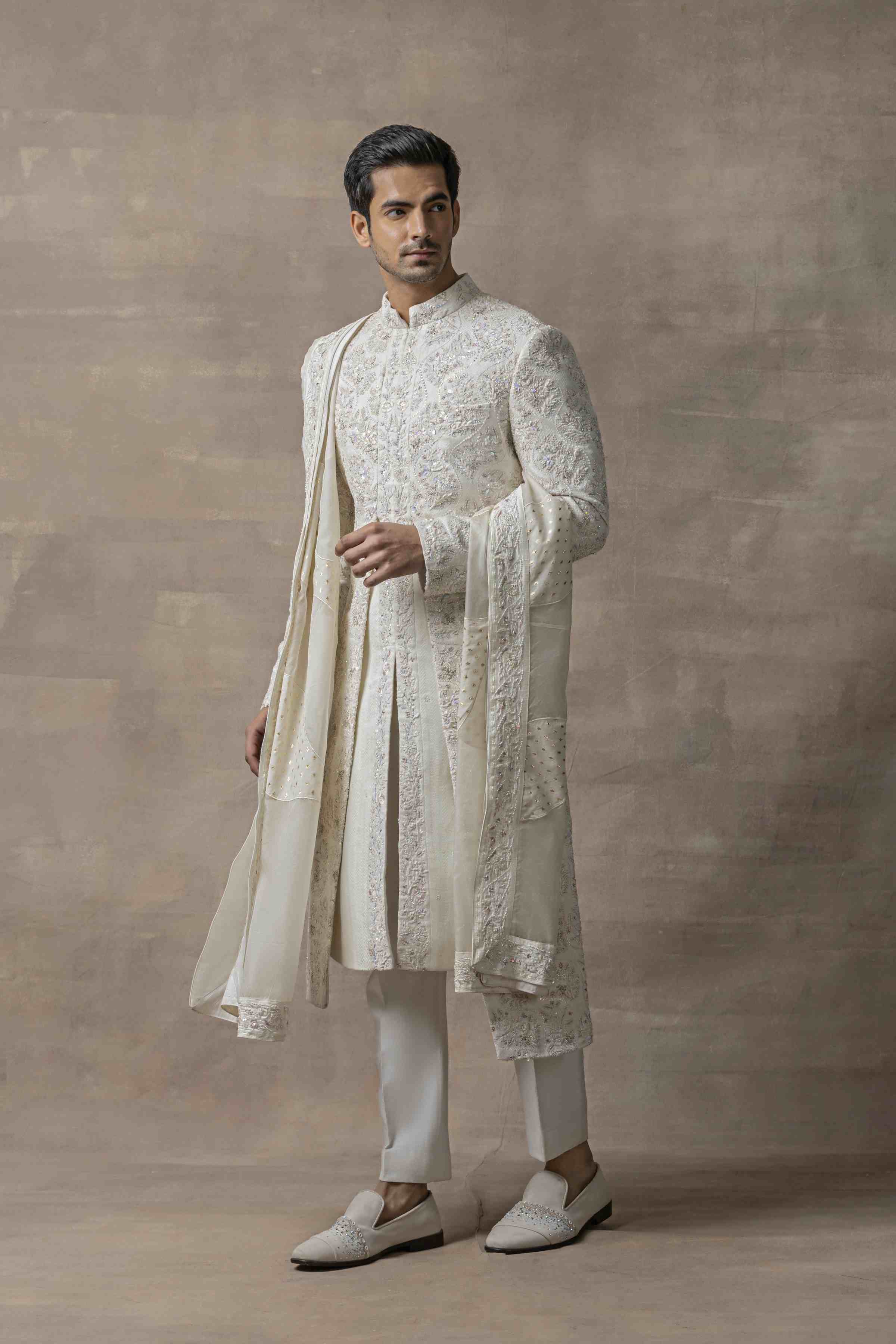 Ivory Front Open Style Sherwani