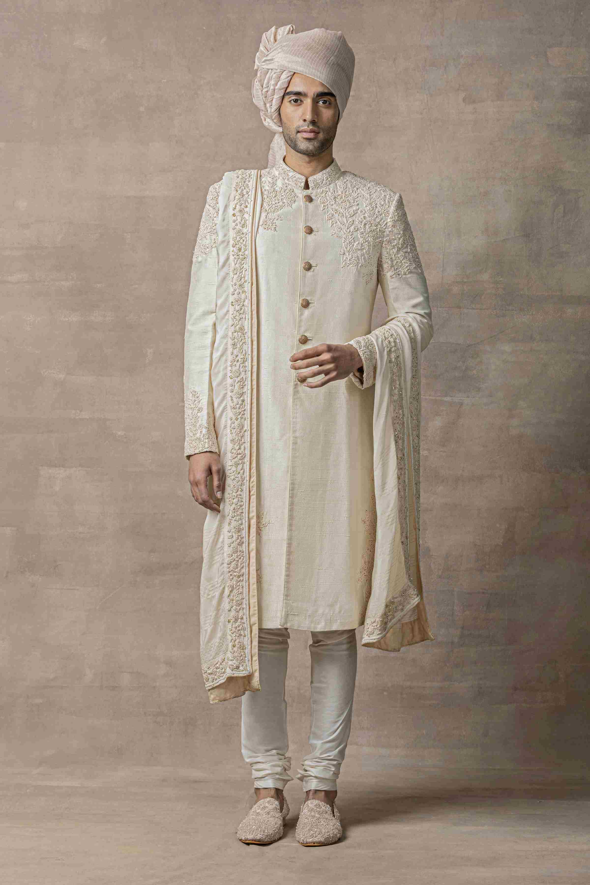 Grey Sherwani With Placement Work