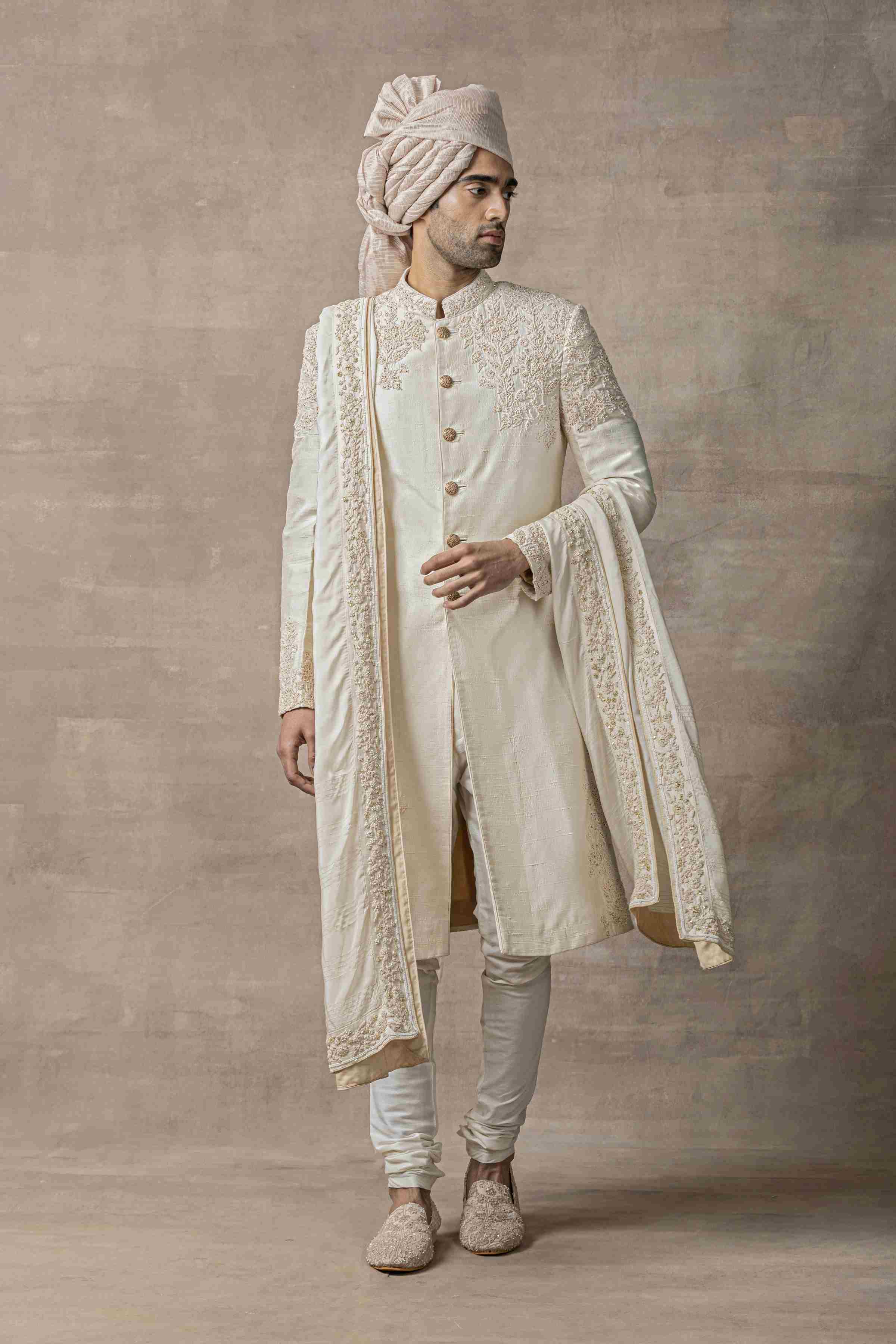 Grey Sherwani With Placement Work