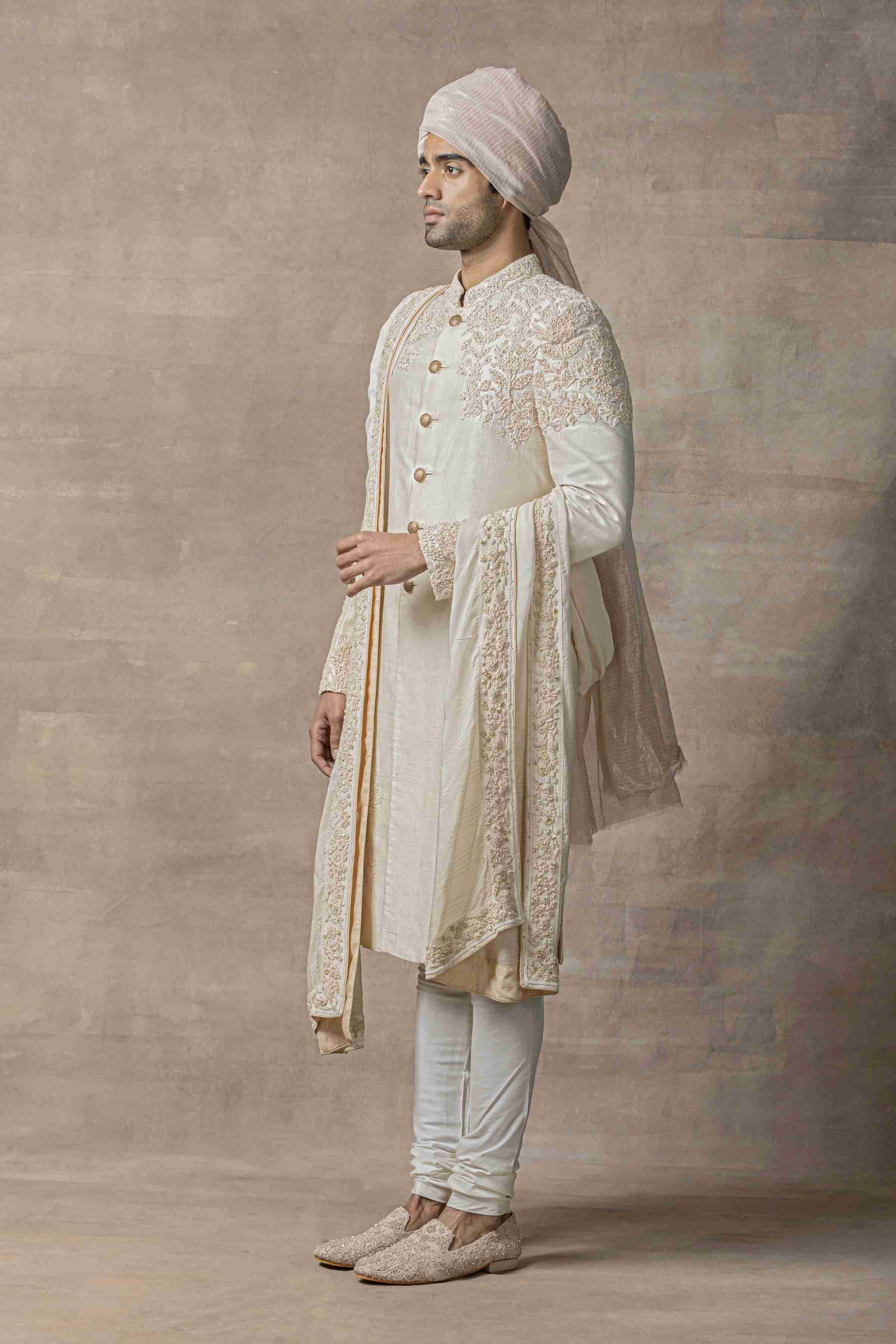 Grey Sherwani With Placement Work