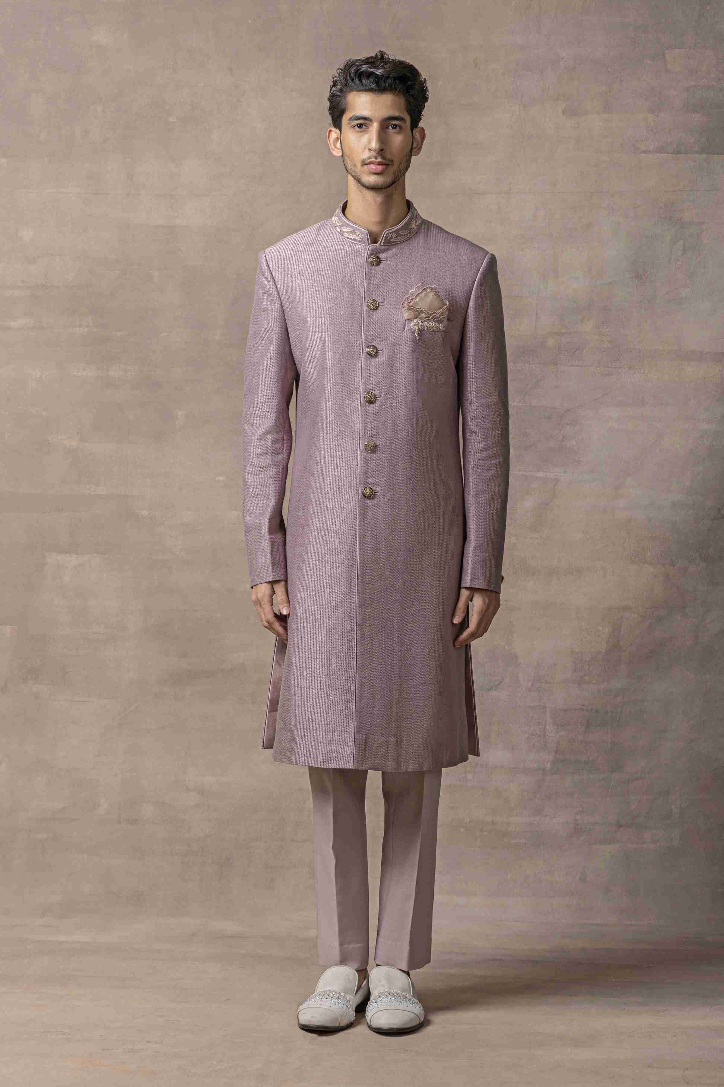 Dhagai Lavender Sherwani Highlighted With Thread