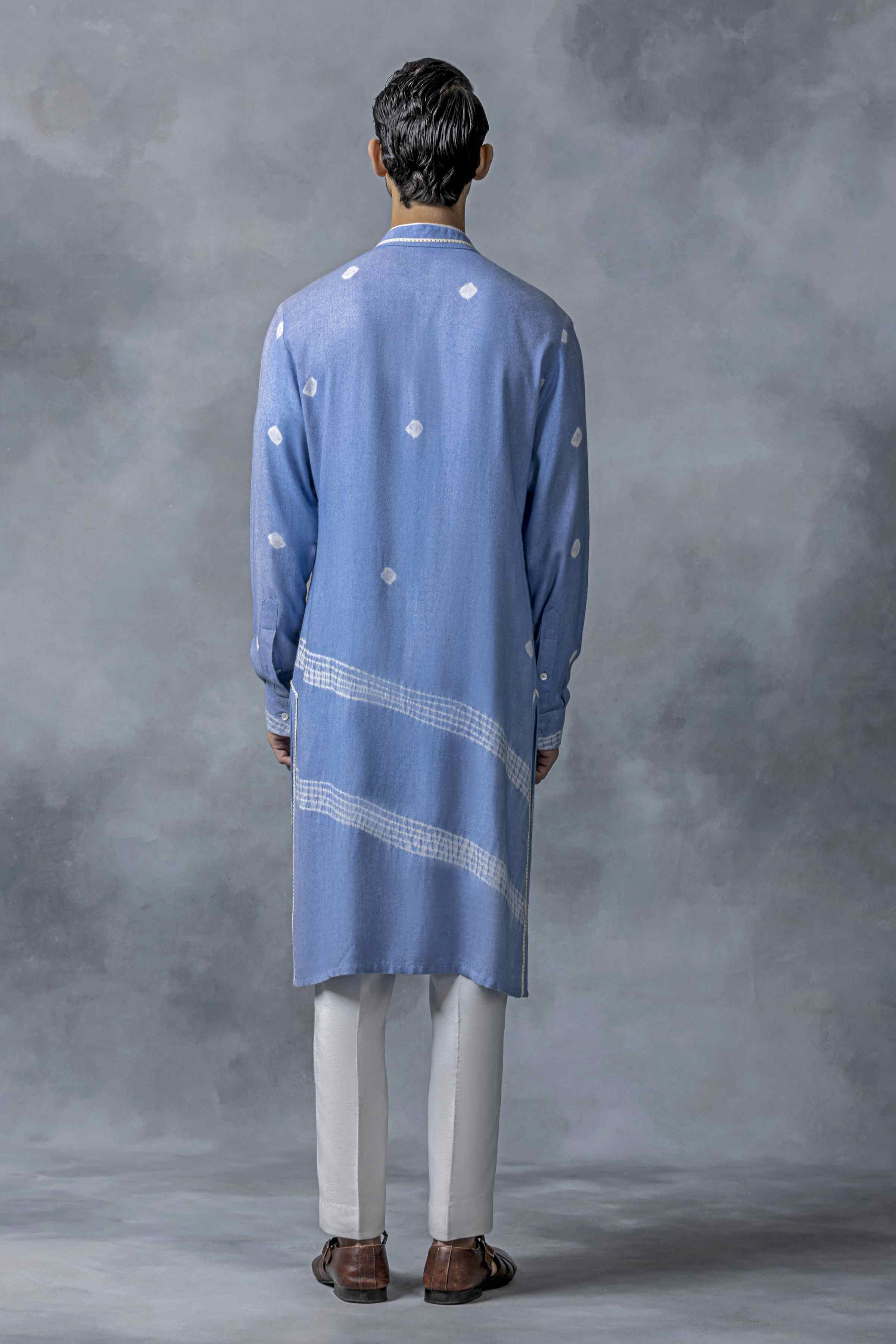 Sky Blue Tie & Dye Mirror Work Kurta Set
