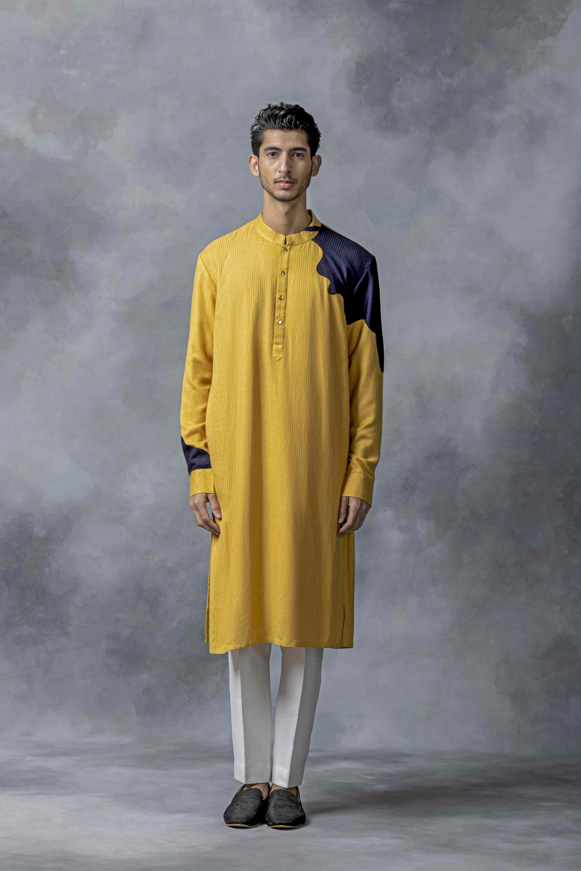 Yellow Patch Work Kurta Set