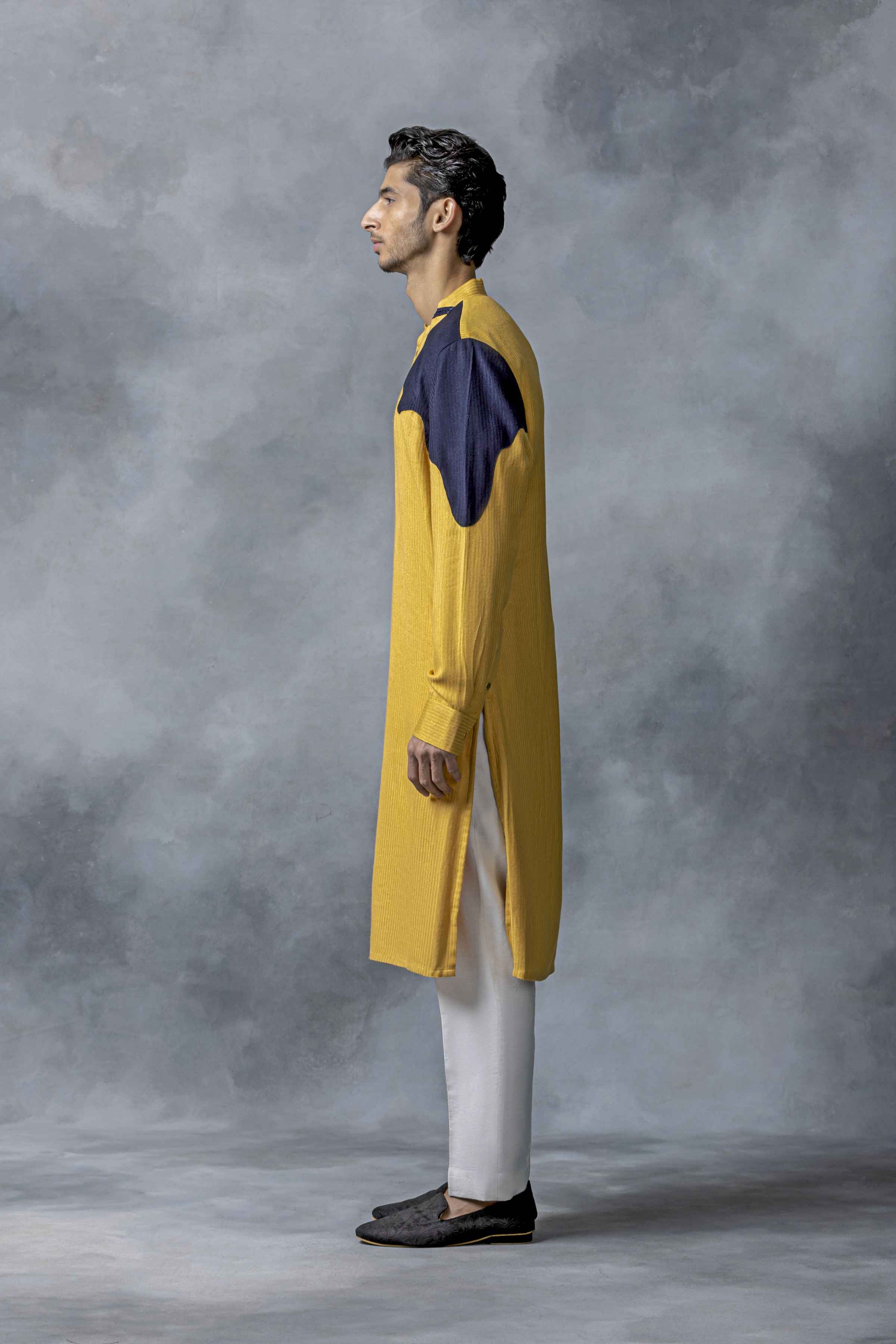 Yellow Patch Work Kurta Set