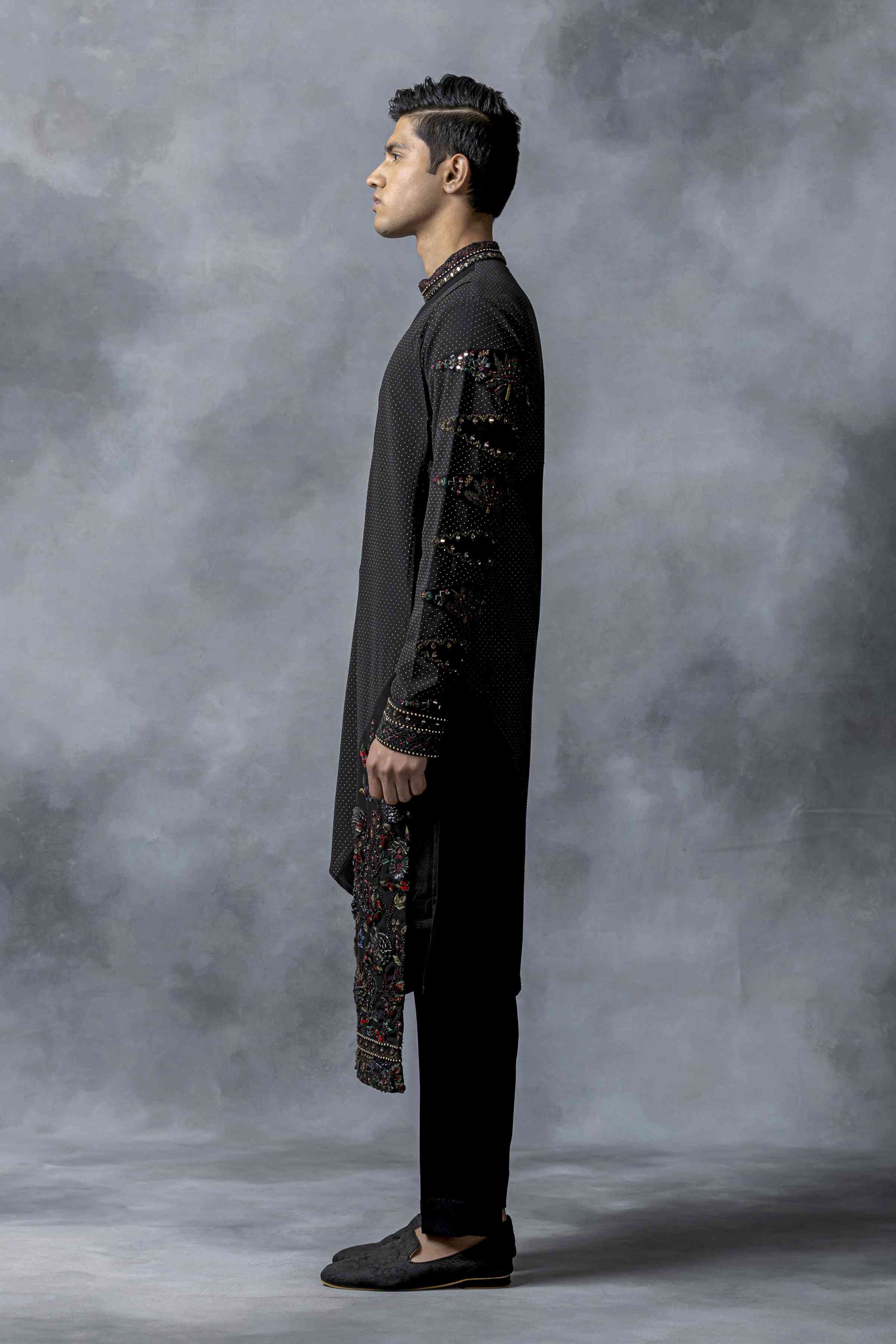 Black Panel Kurta Set