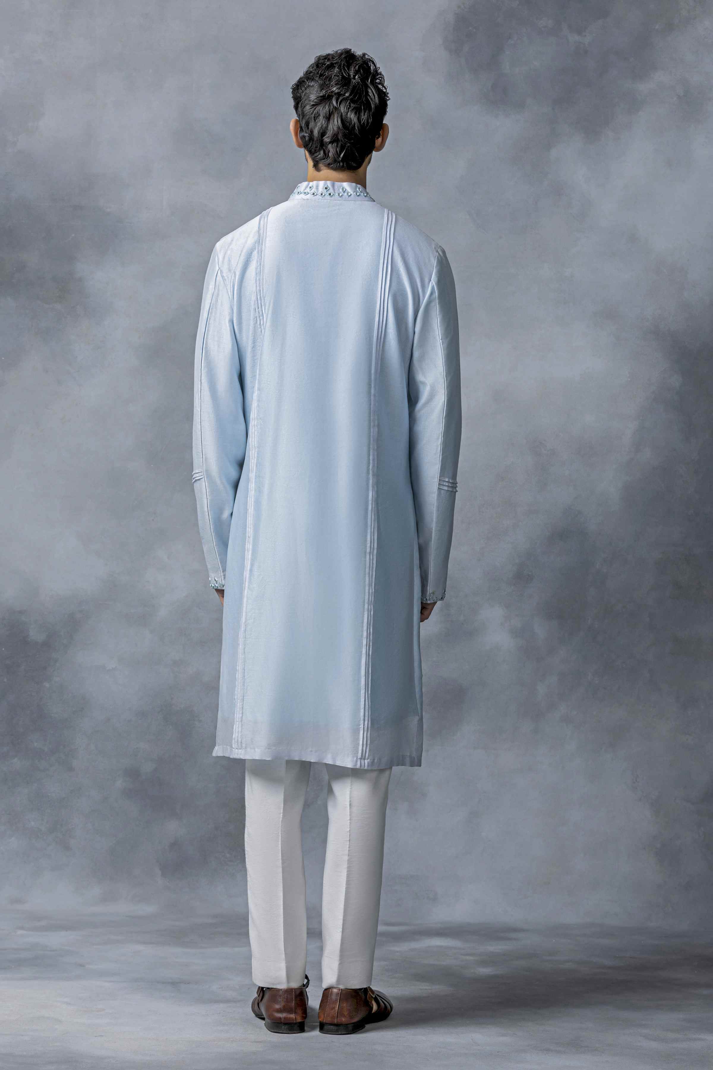 Sky Blue Mirror Work Kurta Set