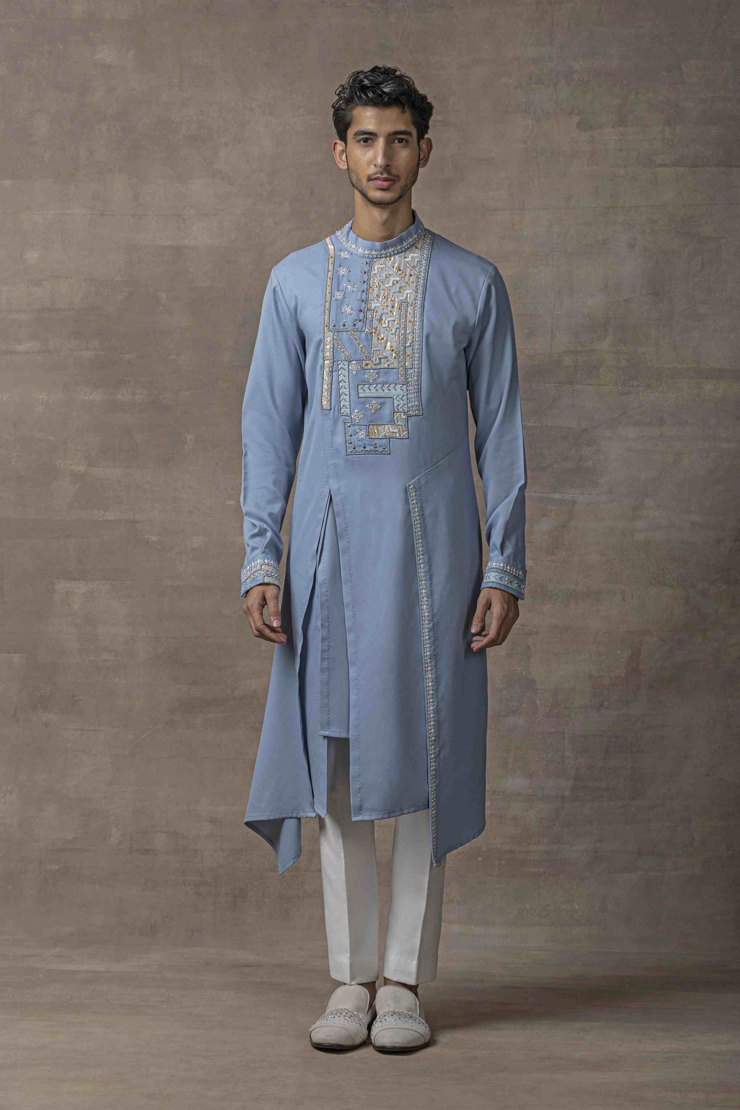 Blue Applique Work Kurta Set