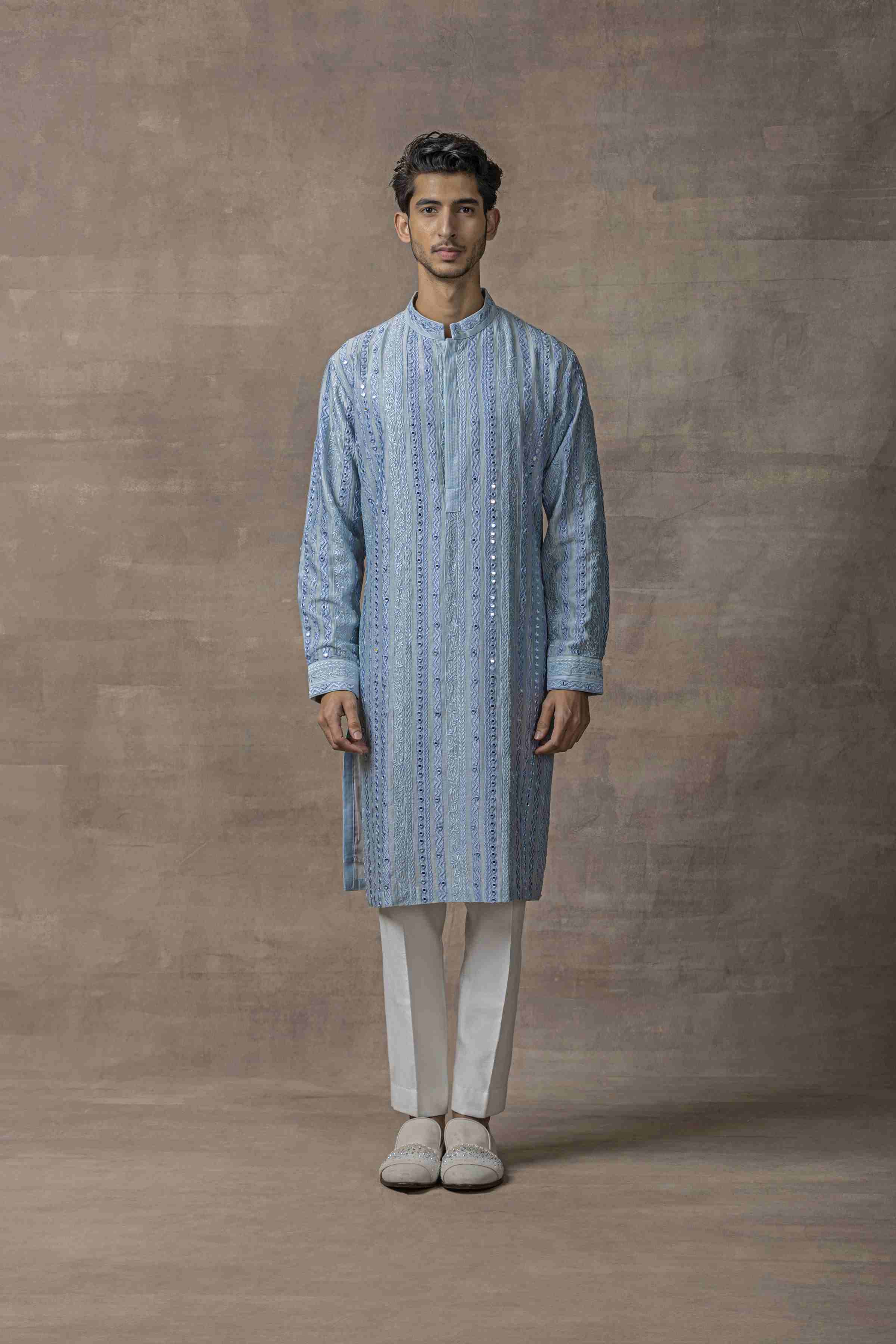 Blue Mirror Work Kurta Set