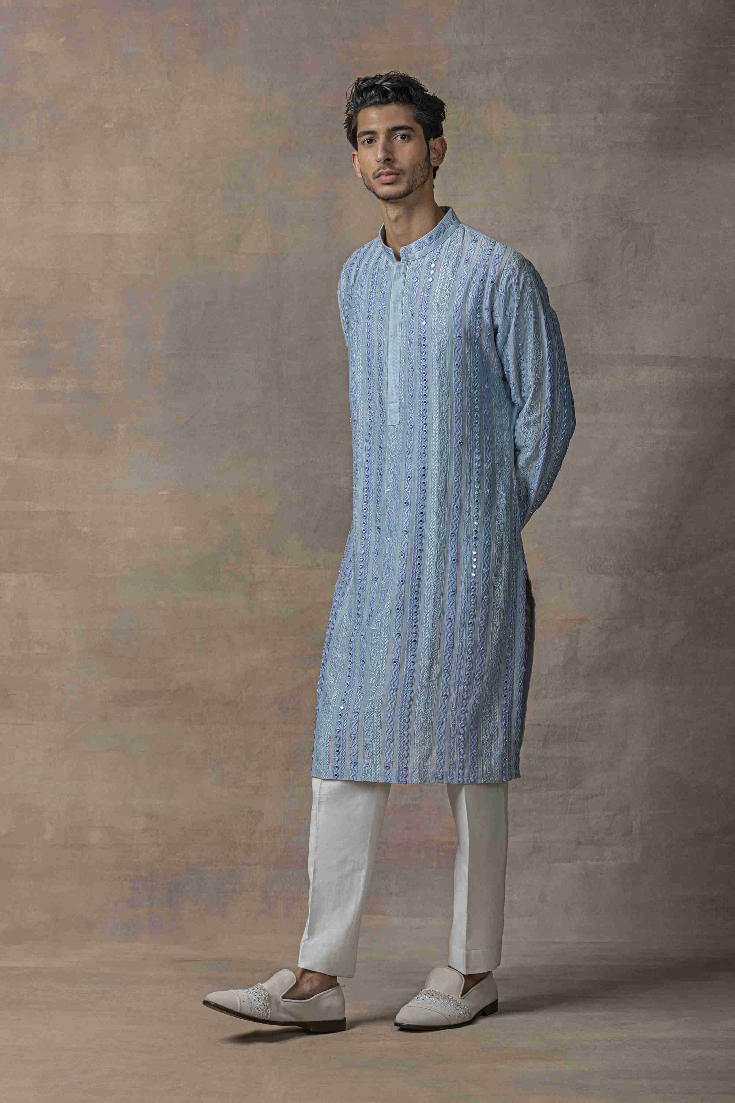 Blue Mirror Work Kurta Set