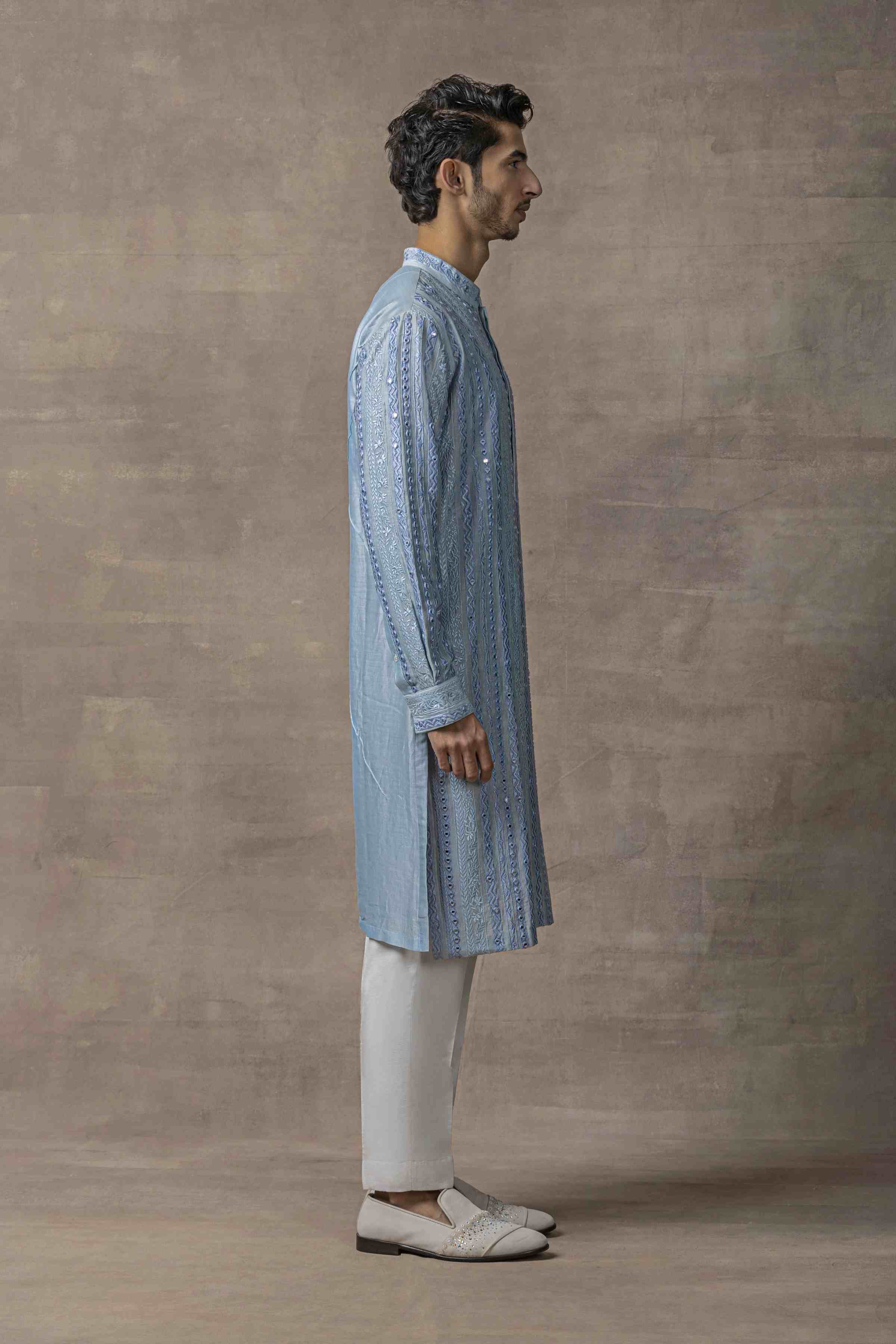 Blue Mirror Work Kurta Set