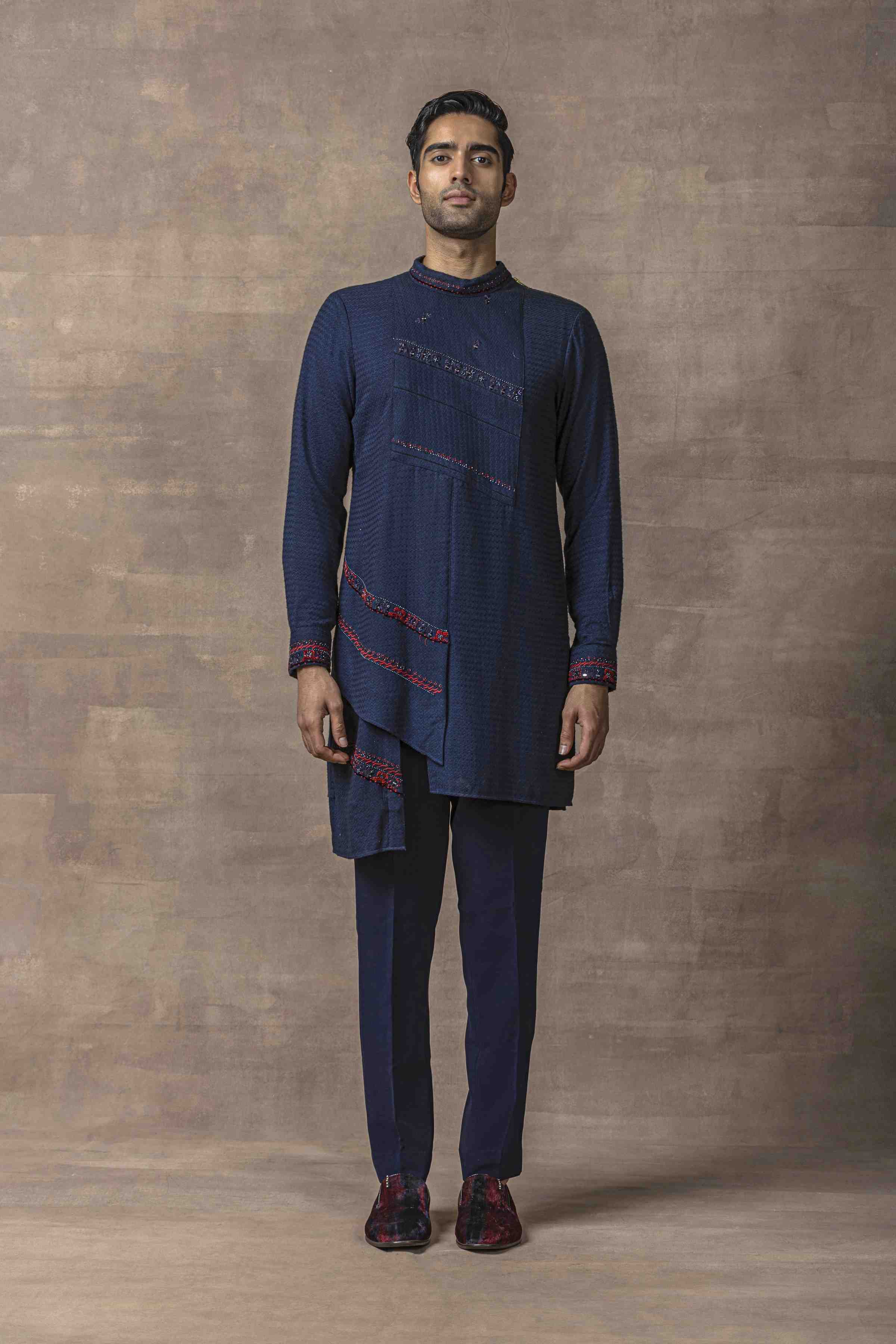 Navy Panel Kurta Set