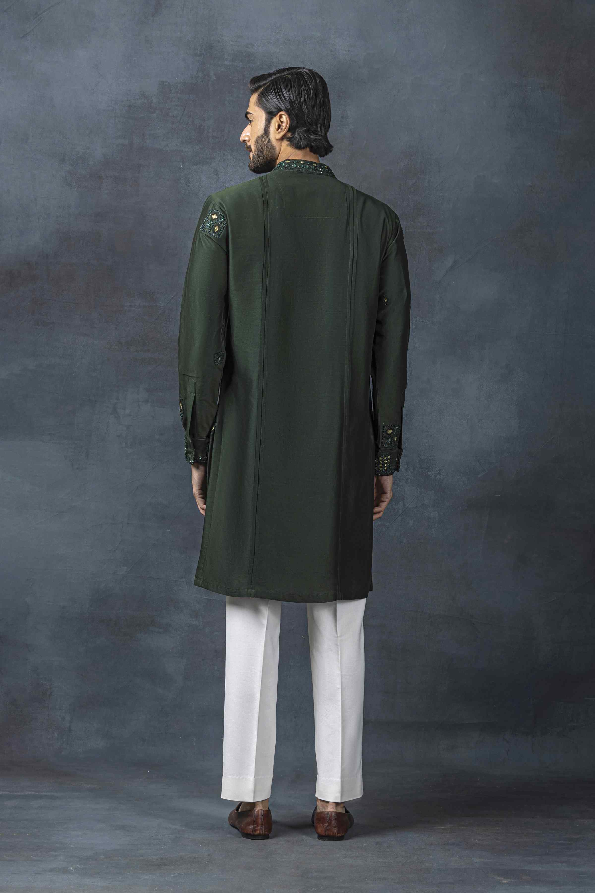 Forest Green Thread Work Kurta Set