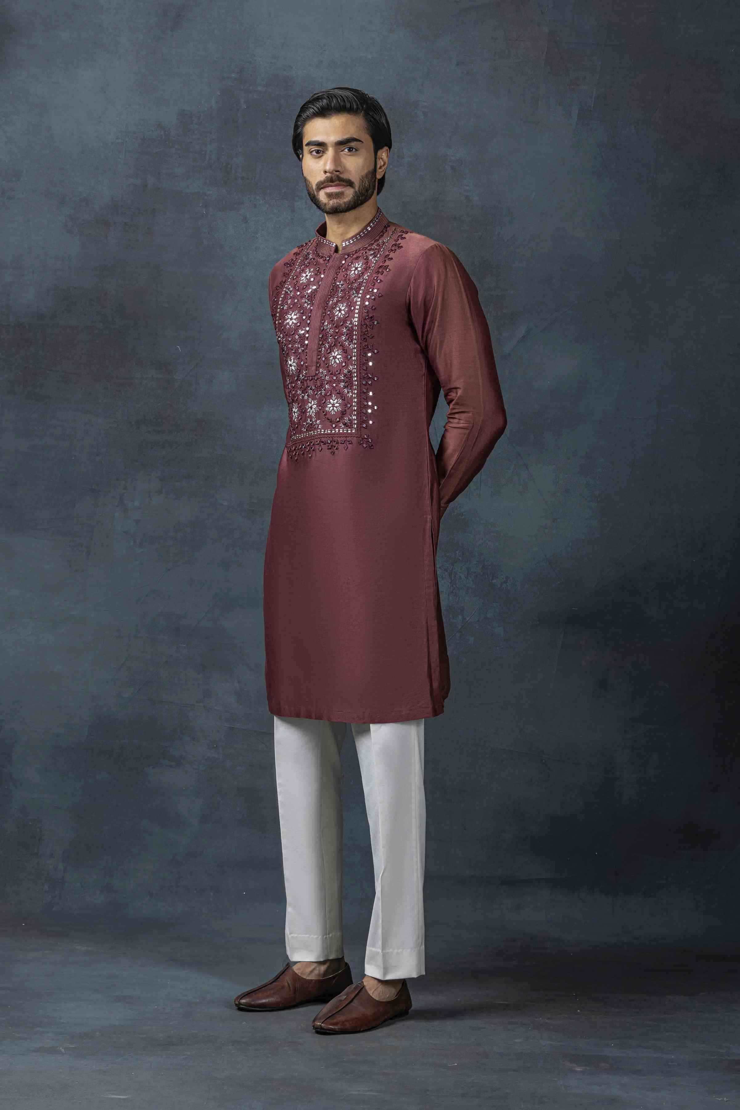 Red Mirror Work Kurta Set