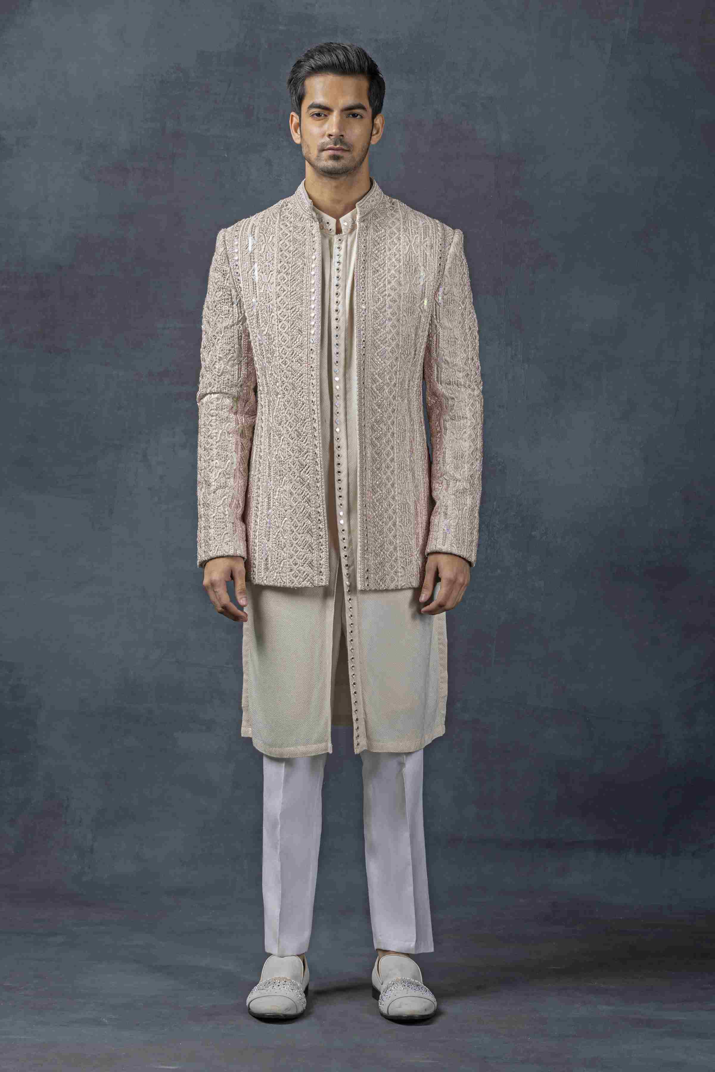 Dusty Rose Open Bandhgala Set