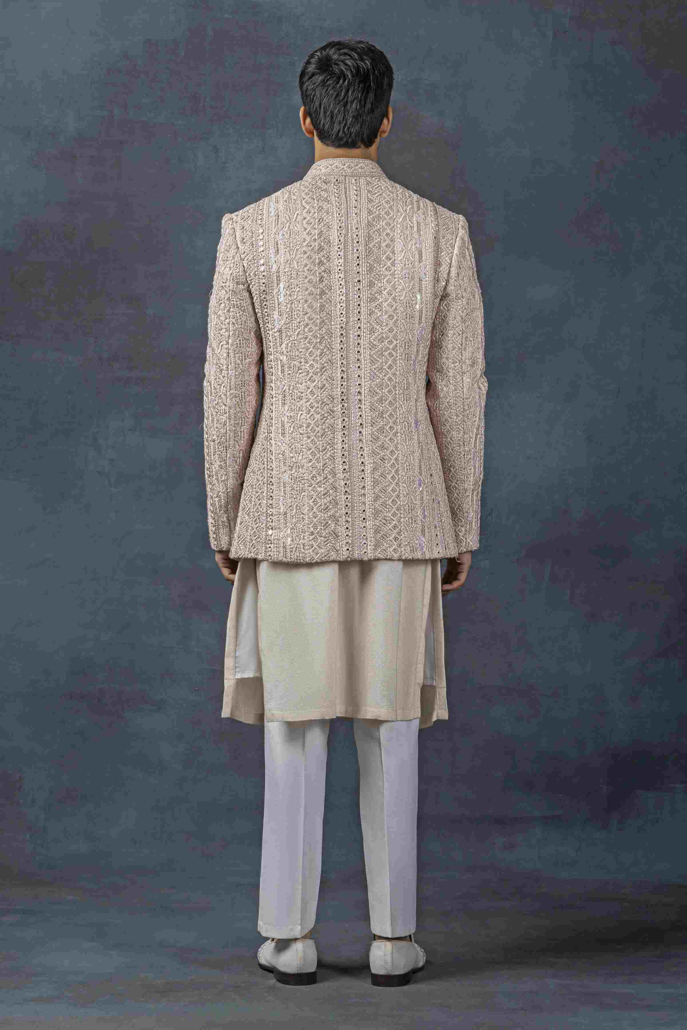 Dusty Rose Open Bandhgala Set