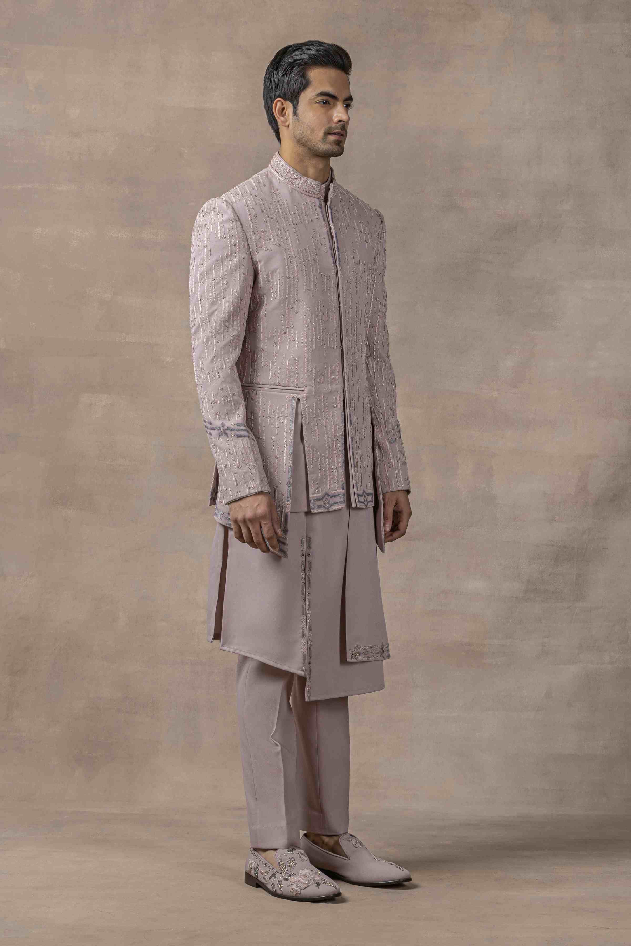 Lavender Panel Bandhgala Set