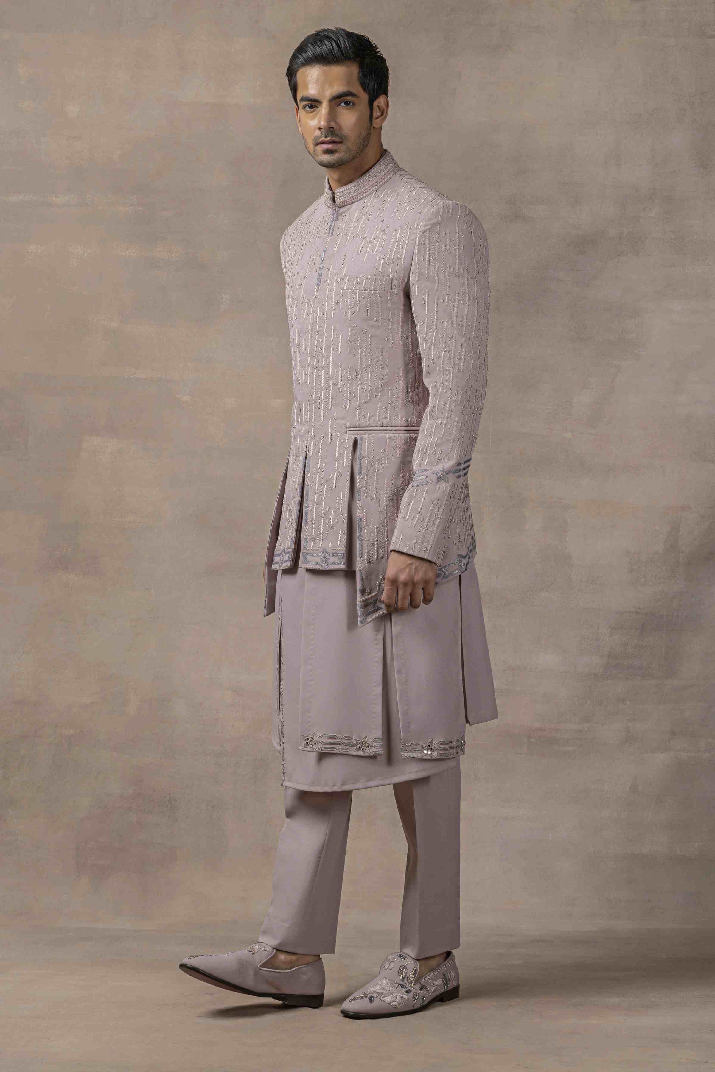 Lavender Panel Bandhgala Set