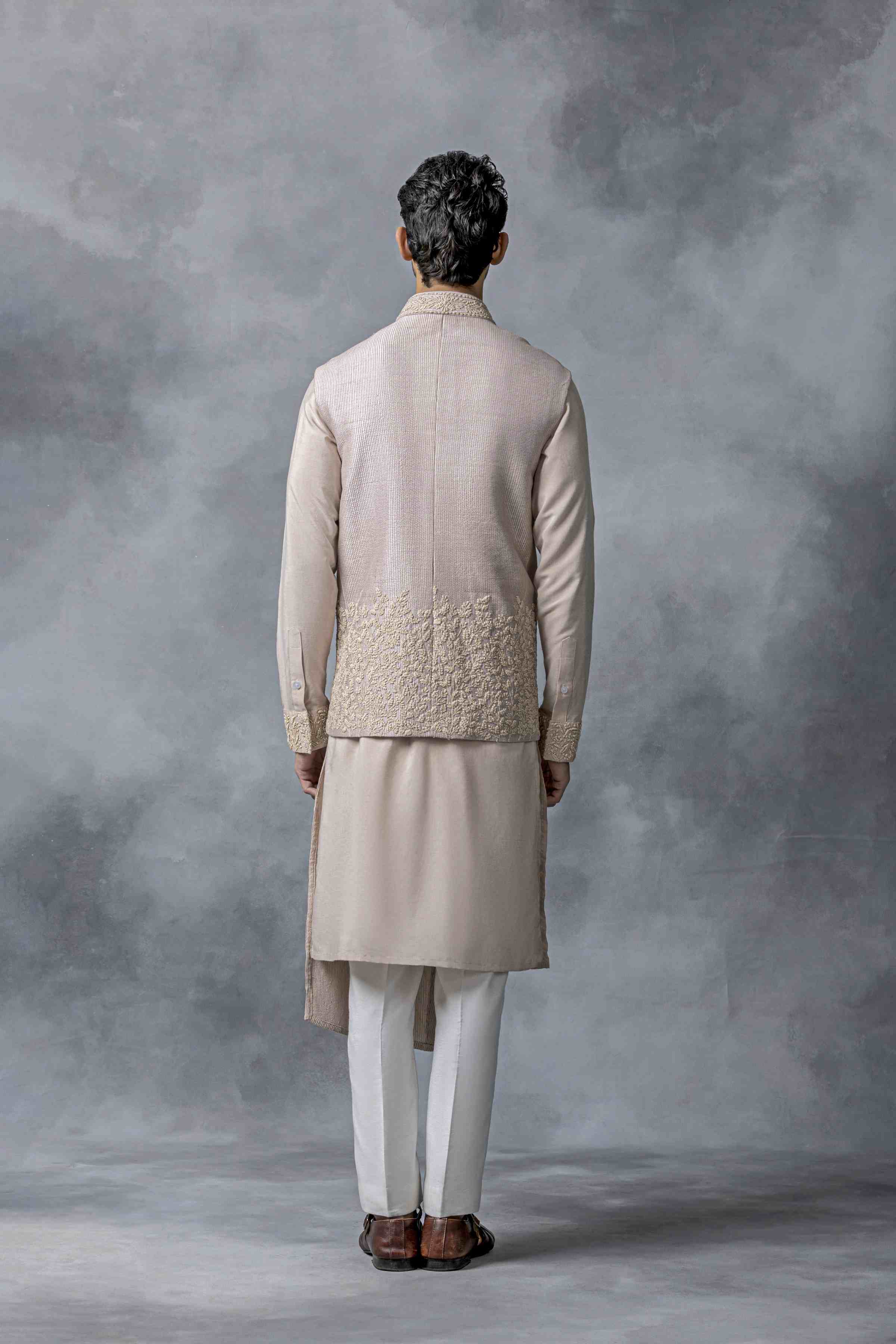 Dusty Rose Angrakha Cut Waistcoat Set