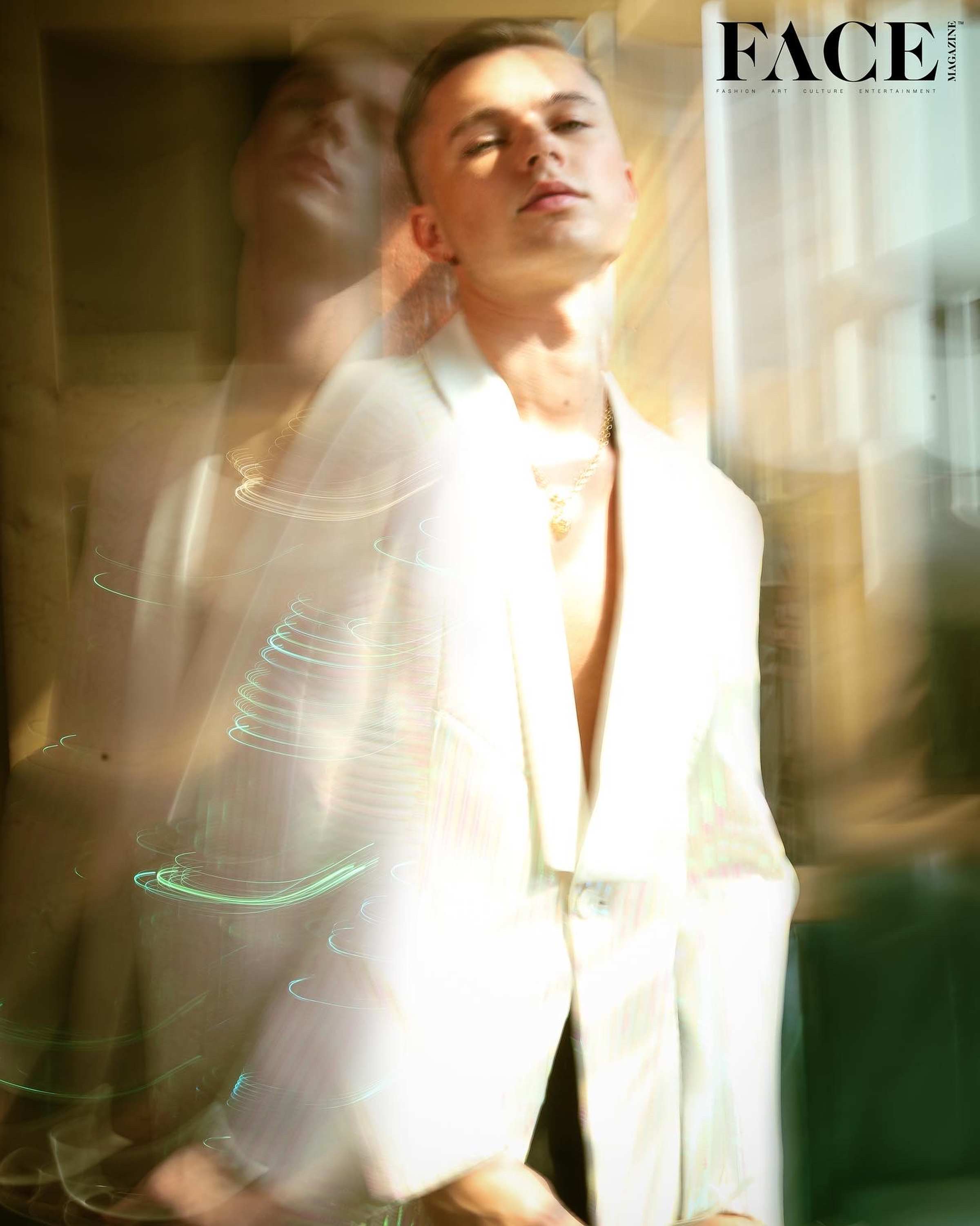 Off White Tuxedo With Rainbow Reel Detailing